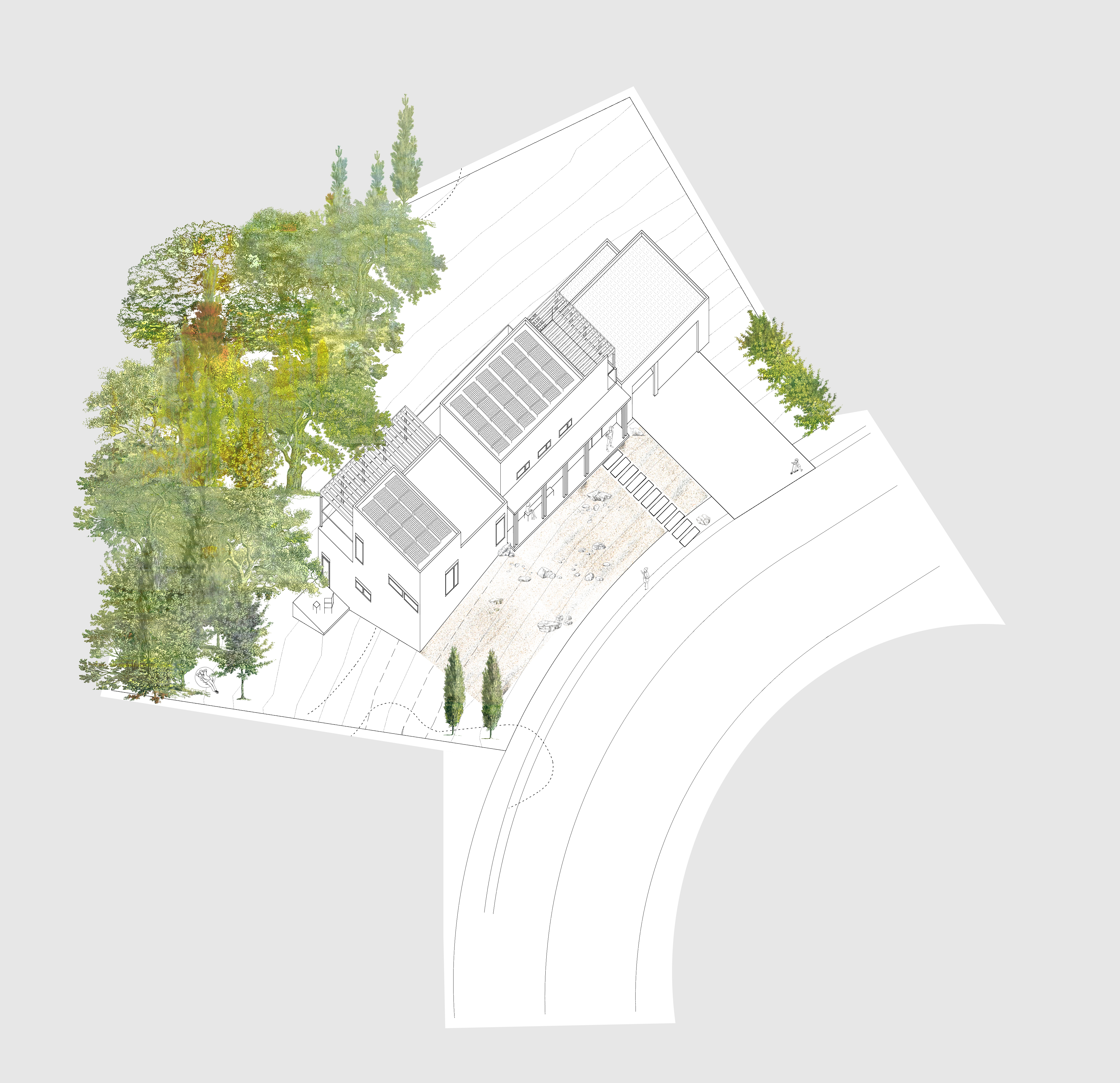 Figure 13: Drawing of Huntington House by Kate Bilyk, 2023.