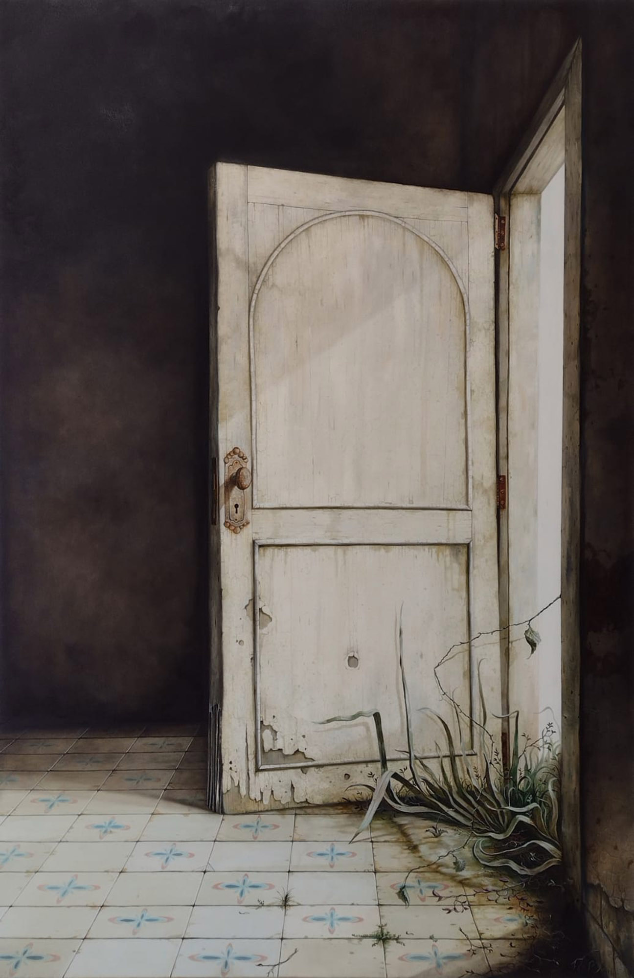 A porta e a exaustão, 2023. Óleo sobre tela, 100 x 150 cm.