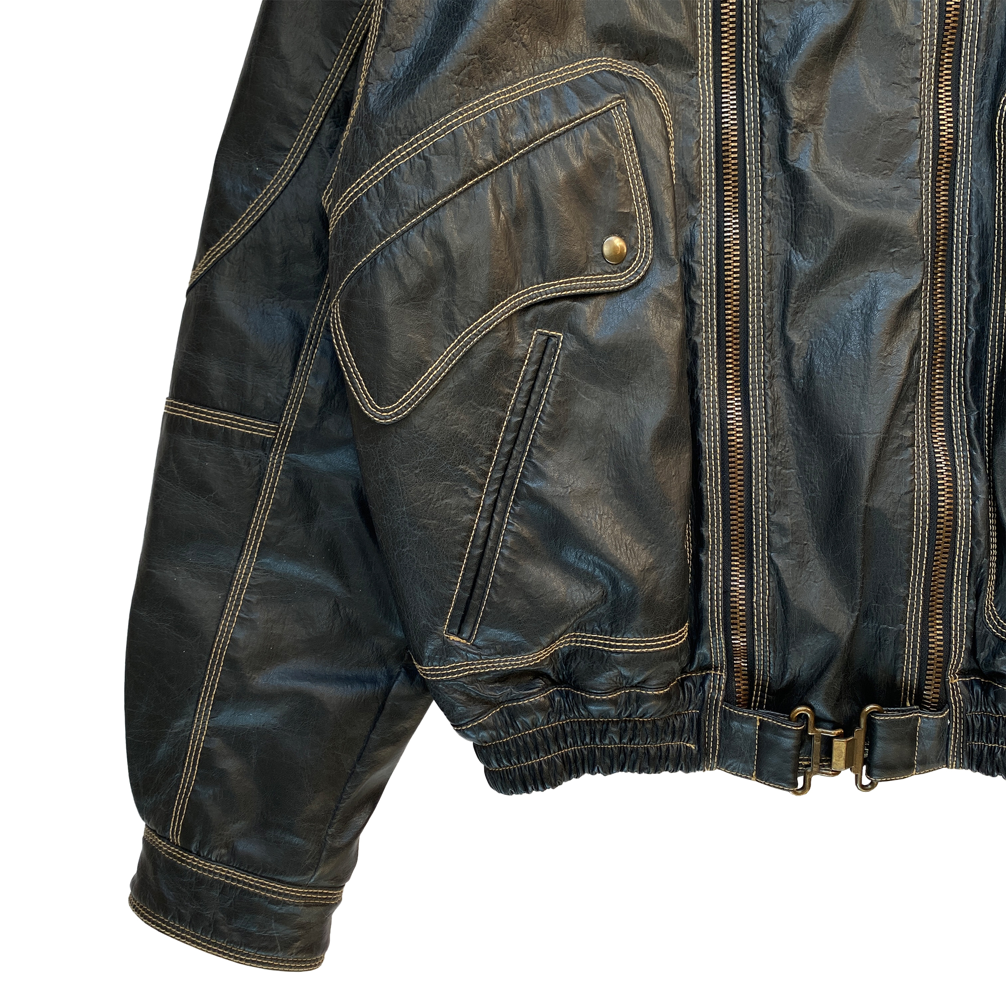 Emporio Armani, 1990s Double-zip Leather Quilted Flight Bomber