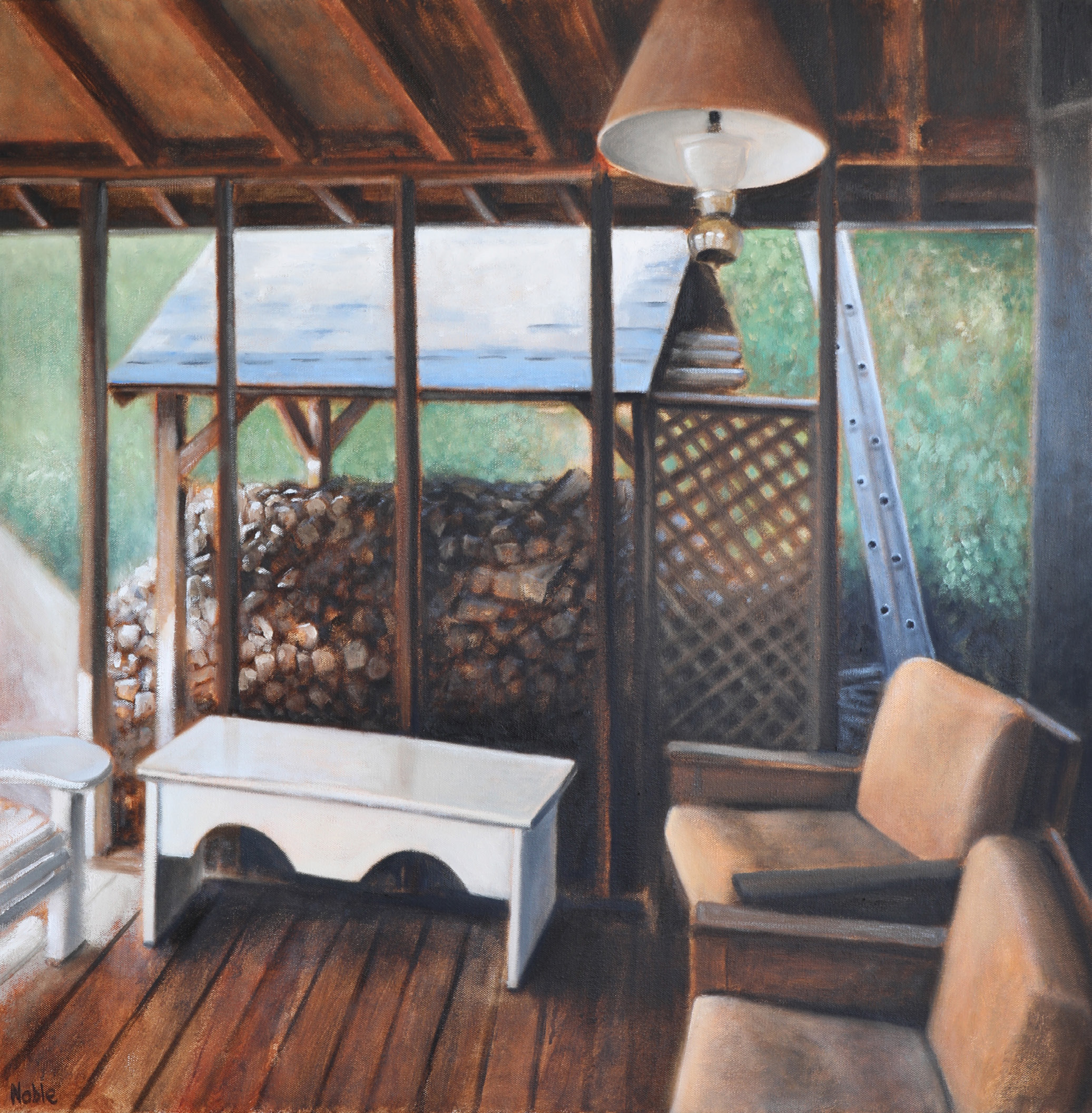 The Wood Pile, oil on canvas, 30x30in.