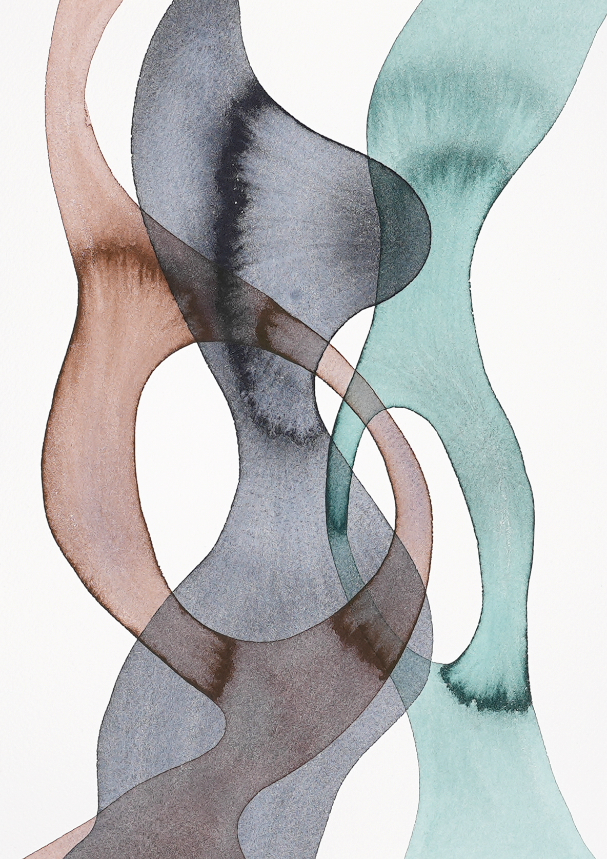 Graphic Score TSL25082602 (2024), watercolor on paper, 21 × 29.7 cm