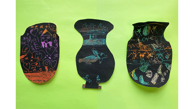Scratchboard Greek Vases, Morrison Elementary School student