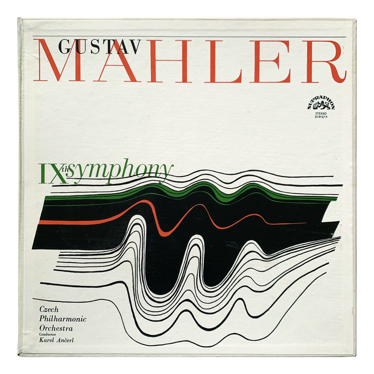 Supraphon SUA 10813-14 (SUA ST 50813-14) Gustav Mahler - Symphony No.9 in D flat major Česká filharmoni - Karel Ančerl Design: Jiří Rathouský (credited)