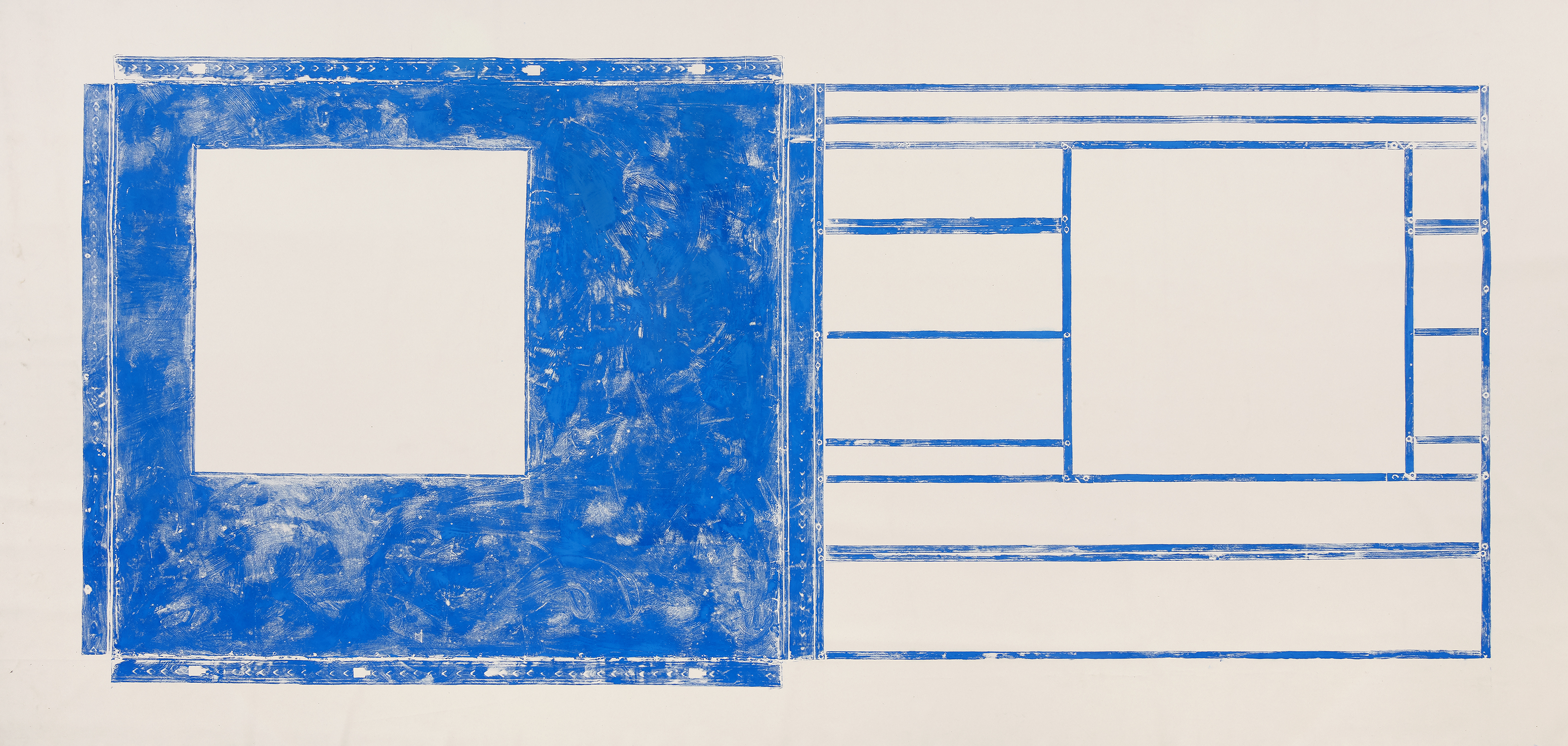 Blue Room (version 9), 2017. Oil printing ink, 114&rdquo; x 239&rdquo; (9 feet 6 inches x 19 feet 11 inches)