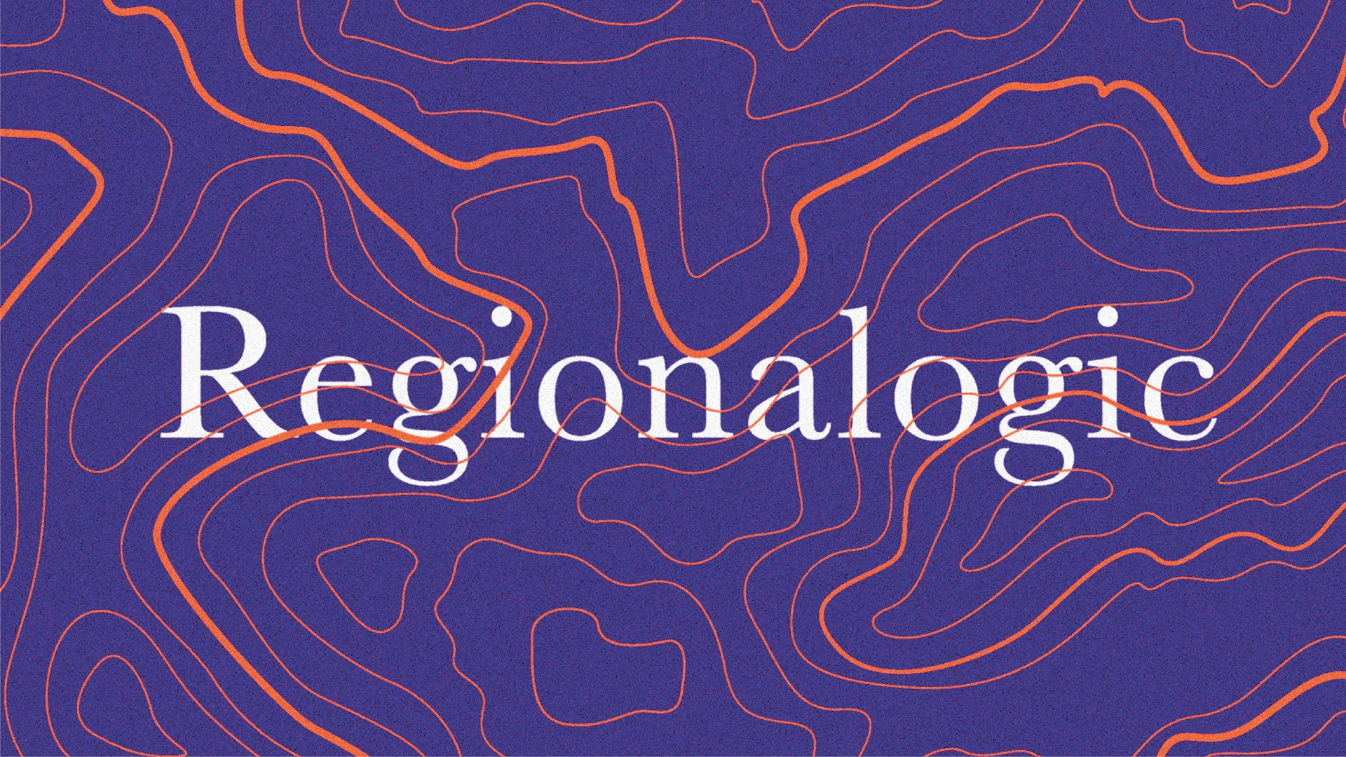 Typographic wordmark design for Regionalogic by Peter Primožič, overlaid on abstract topographic lines.
