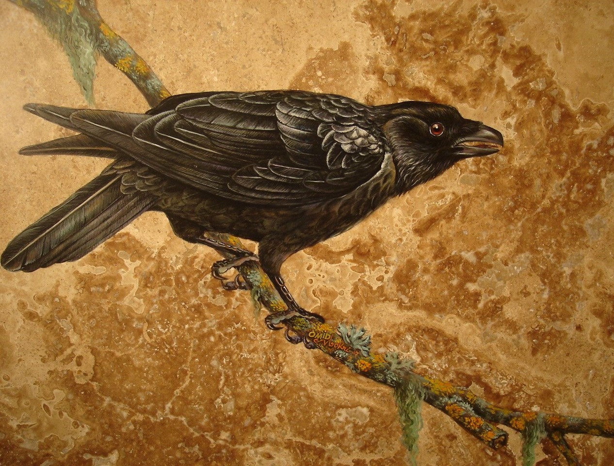 Raven, 24 x 24", oil/stone