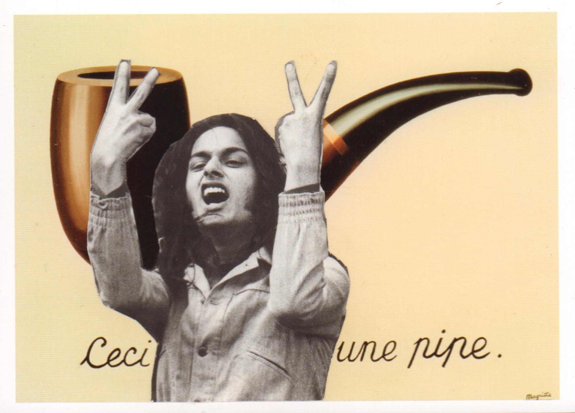 It's a Fucking Pipe (after Magritte), 2022, photomontage, 15.7 x 11.8 cm