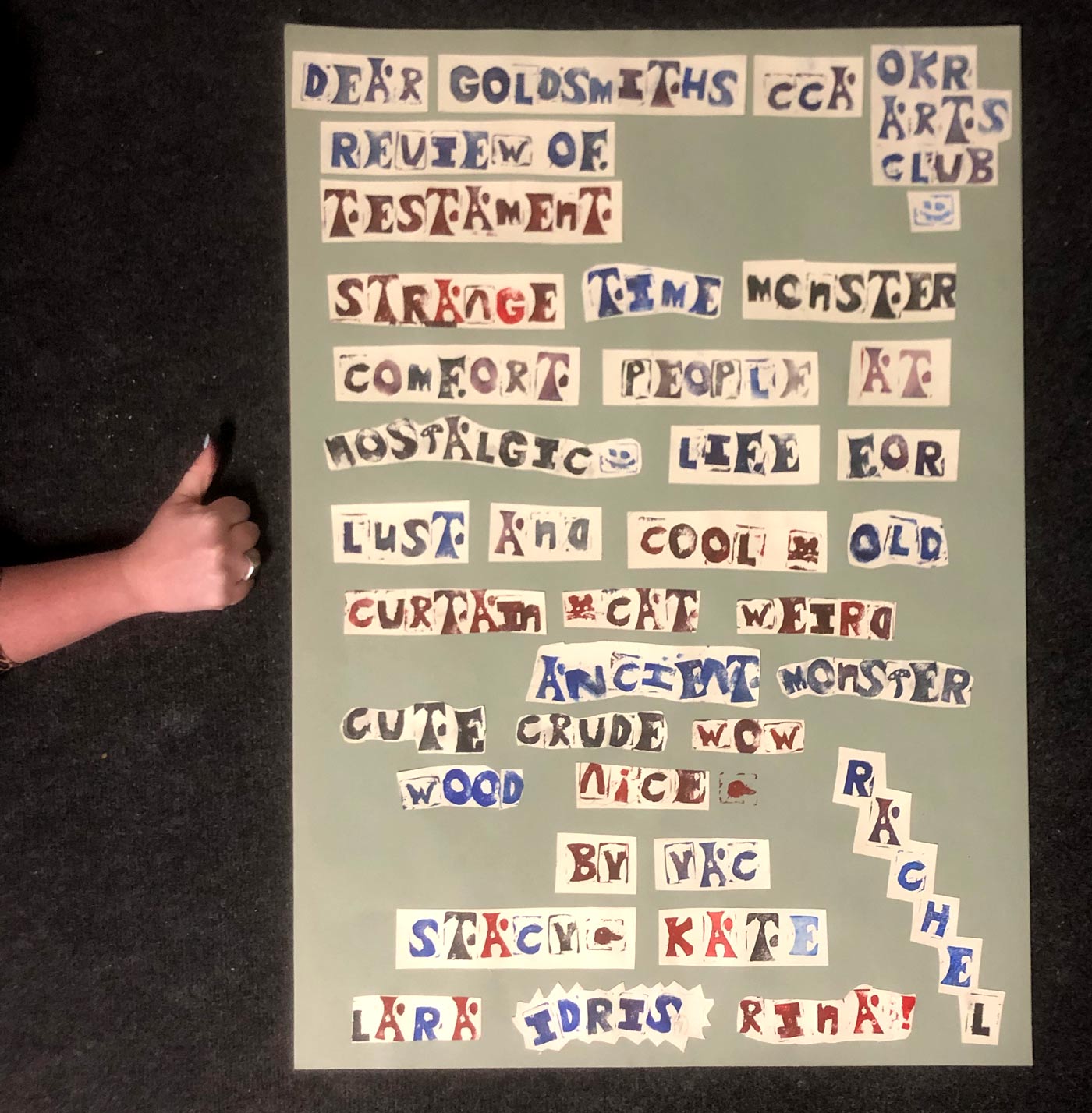 The finished review, which we posted to Goldsmiths CCA.