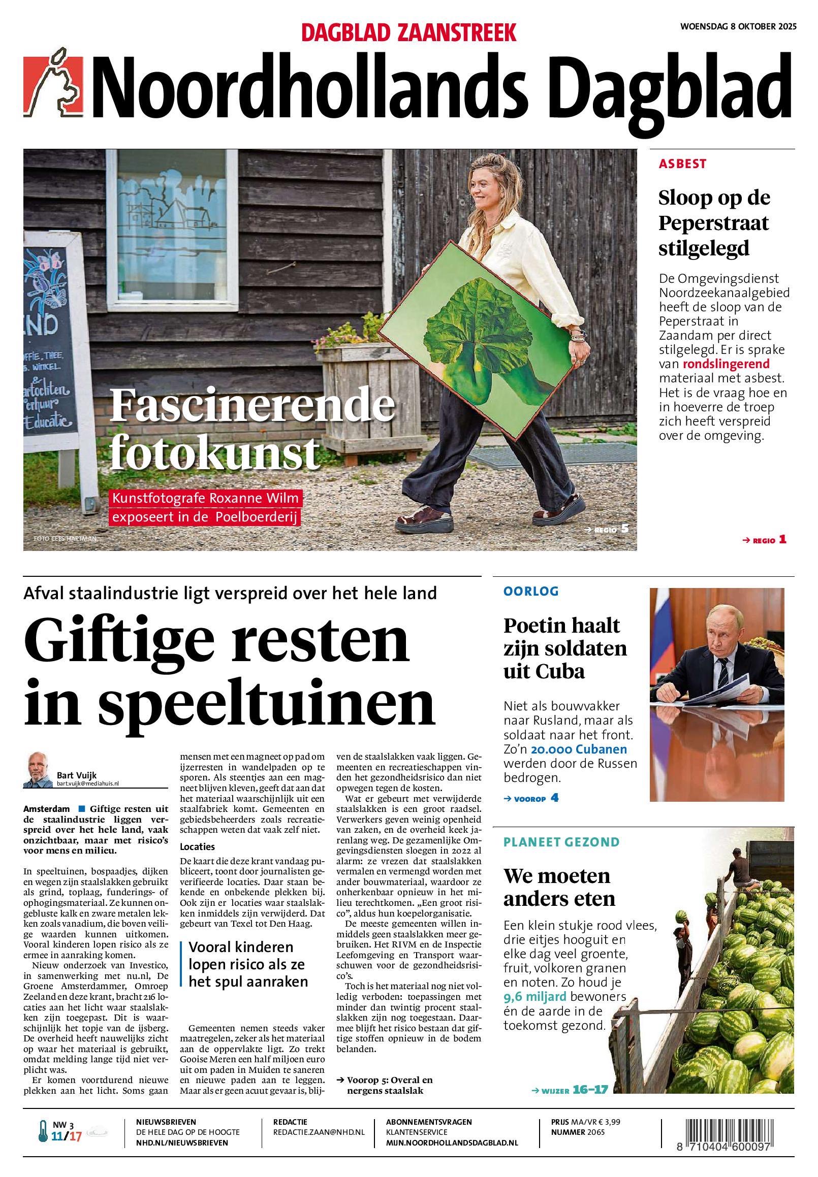Front Page News Noordhollands Dagblad oct 8 '25