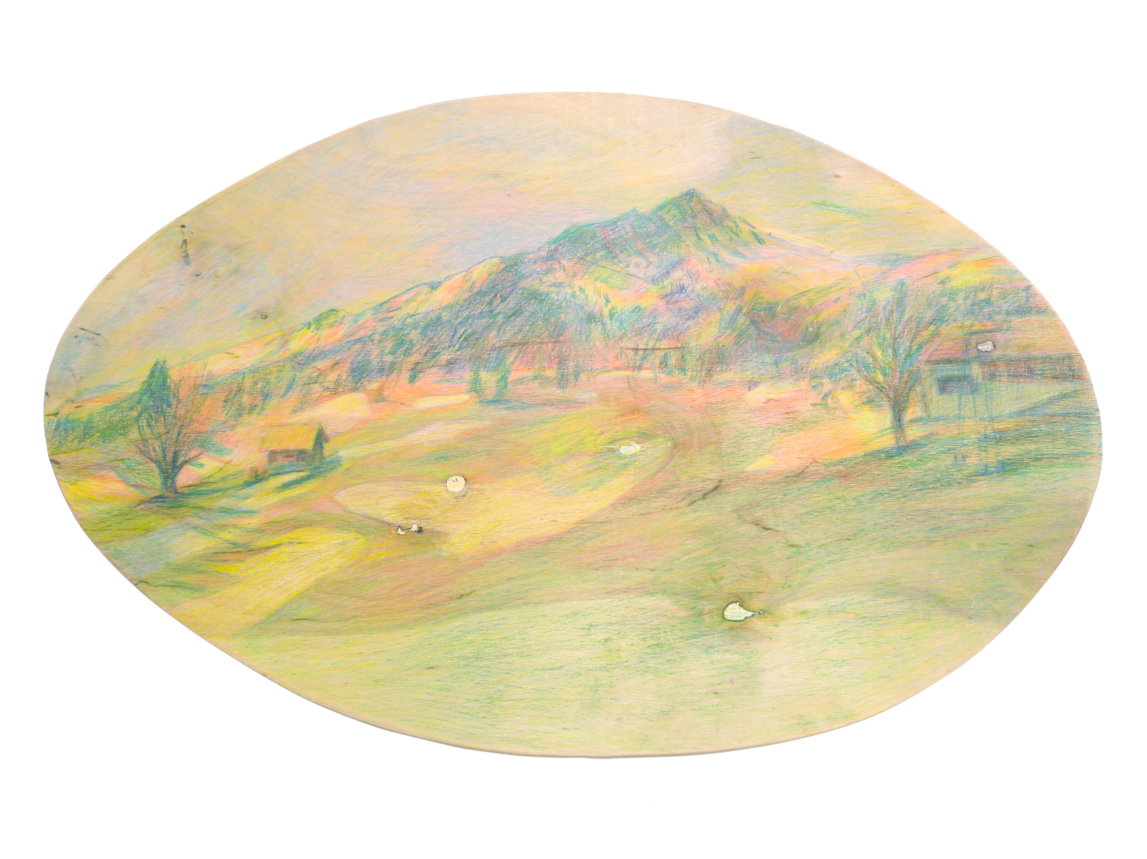 „In the Tatra's mountains", H50cm x W77cm, colour pencils on wood panel, 2023