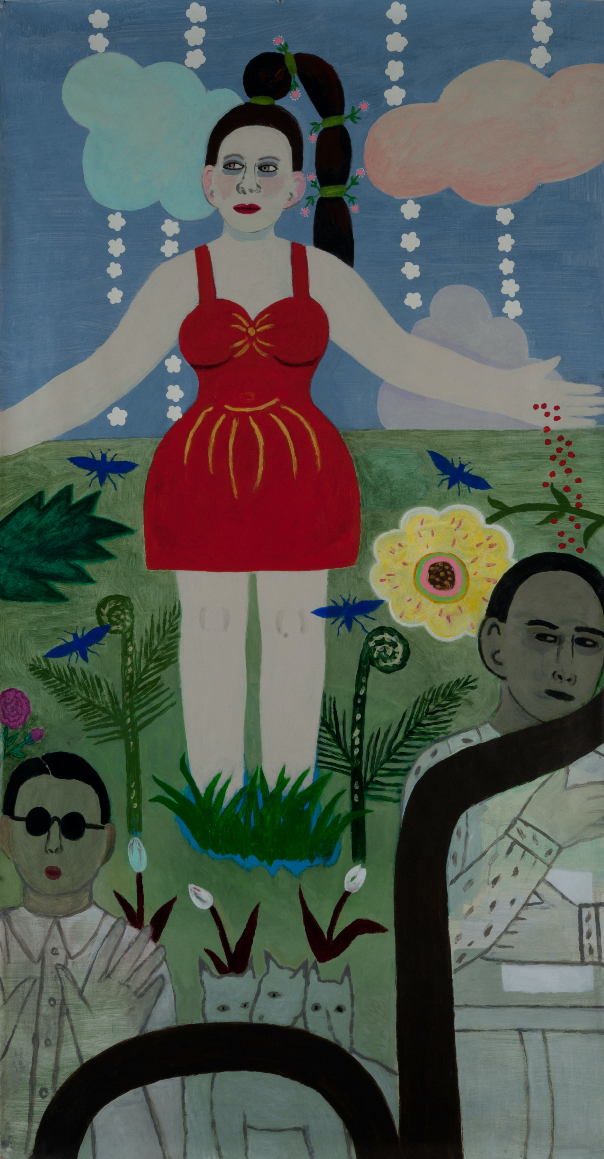 Persephone, 2025, Acrylic on Okawara Paper, 72 5/8 x 38 3/8 in. (Framed: 76 1/2 x 42 in.)