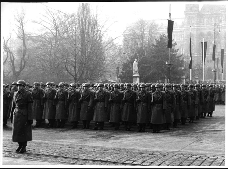 Begräbnis Körner (Bundesheer-Formation) by Blaha, Franz - Austrian National Library, Austria - Copyright Not Evaluated.