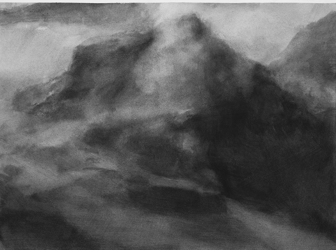 Massif, brumes, lumière (III) [Massif, mists, light (III)]gouache on paper28 x 38 cm, 2024