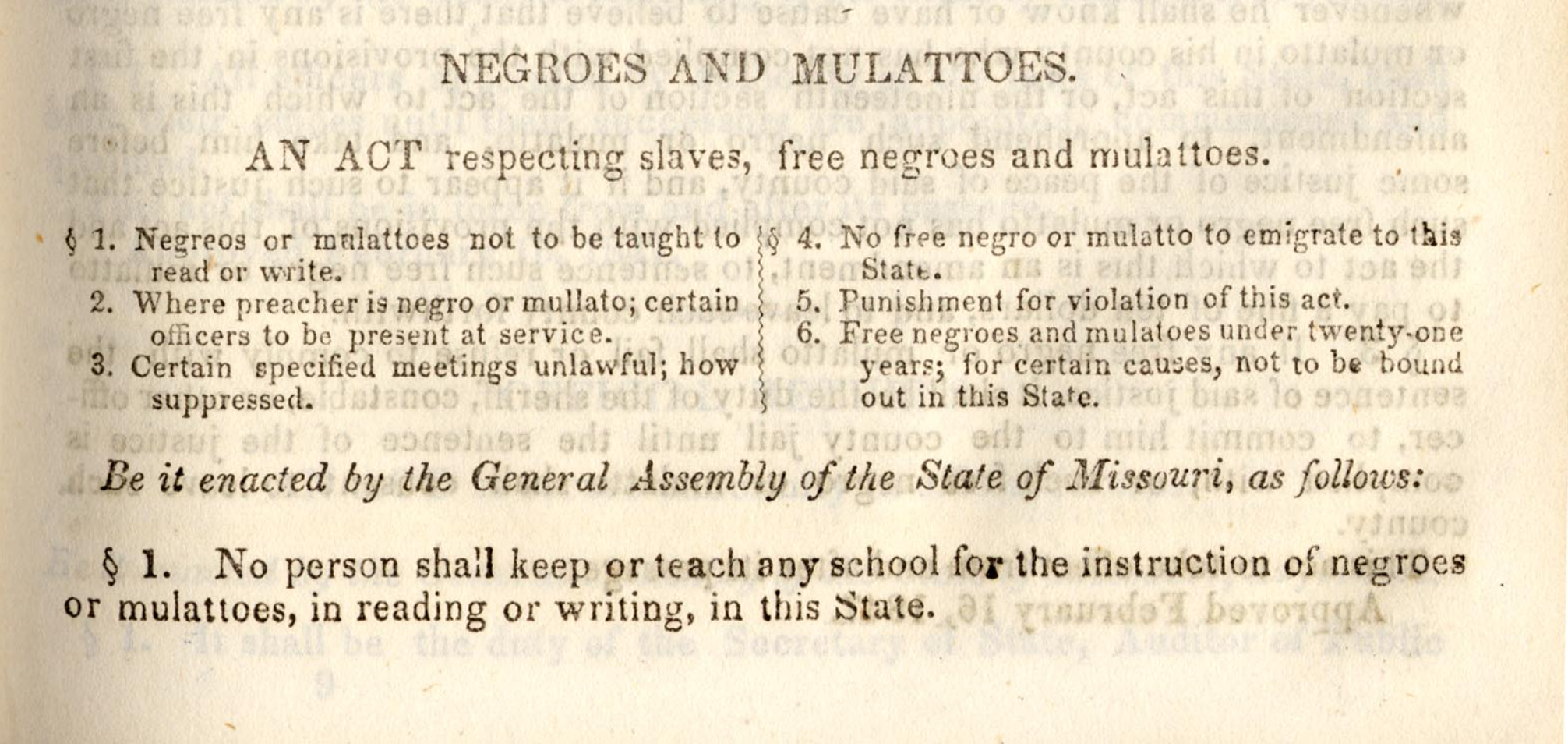 1847, Anti-Literacy Law