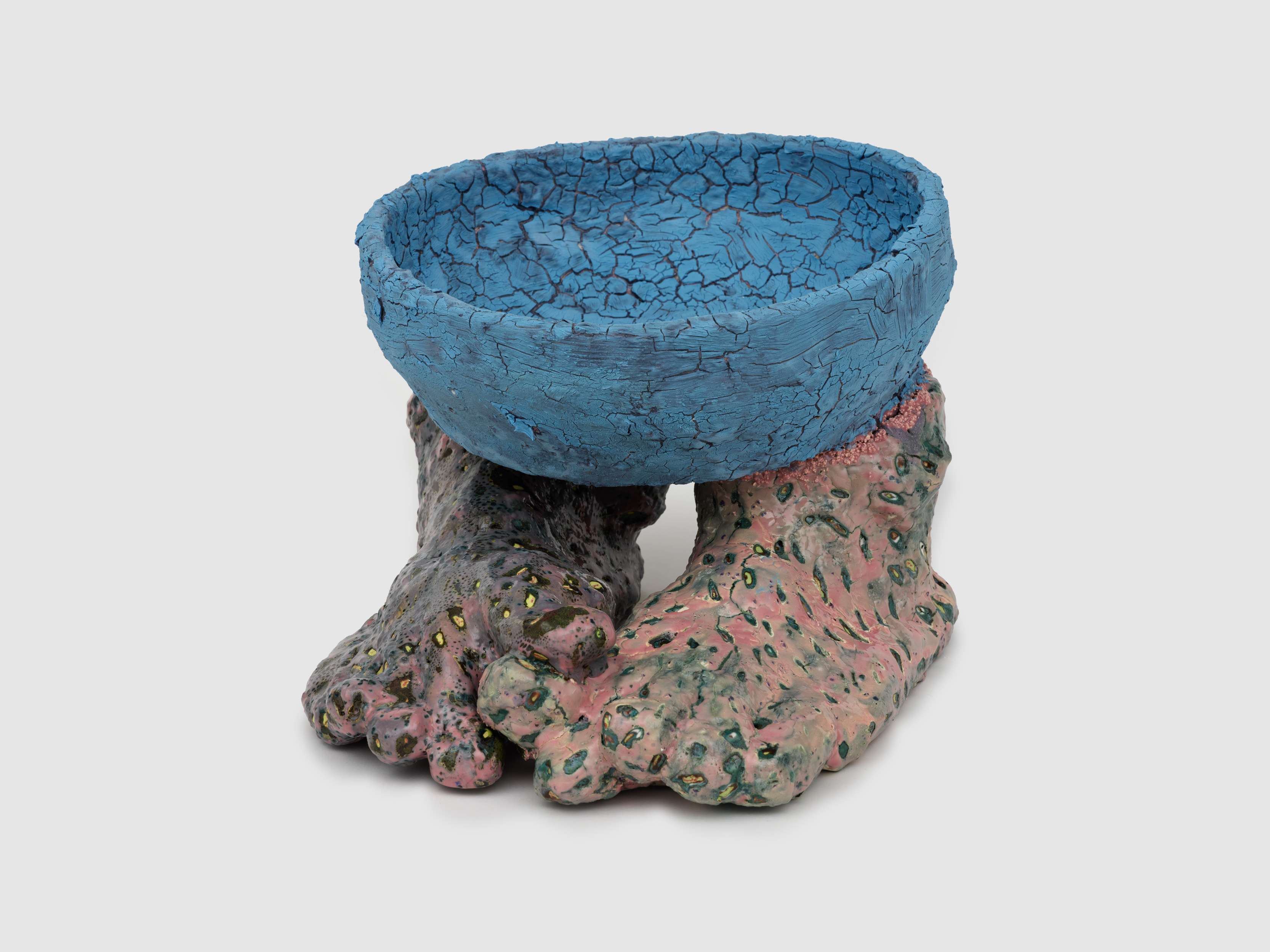 Bowl with human feet, 2024, Glazed ceramic and enamel, 19 x 29 x 25.5 cm