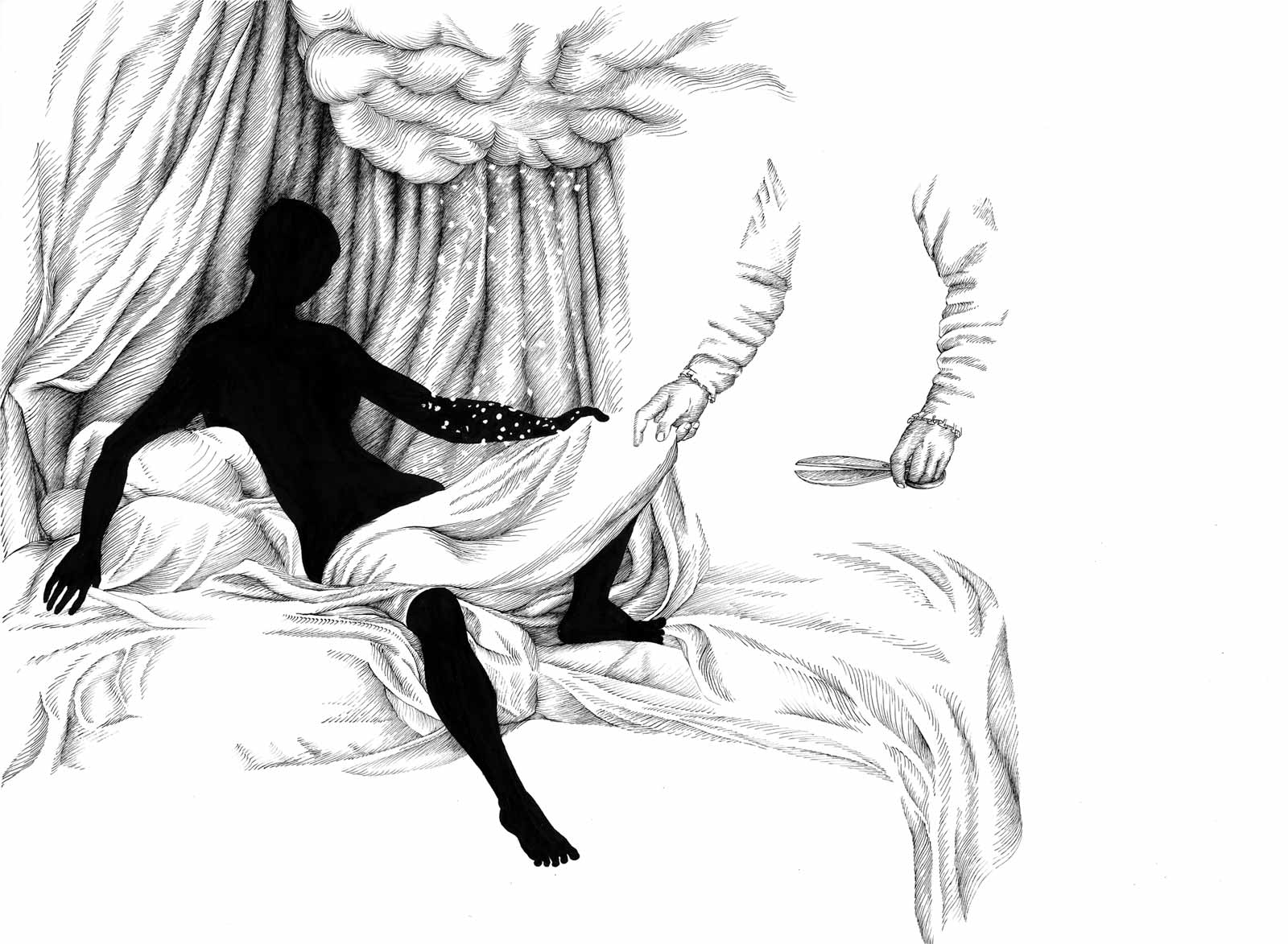 Iron and Gold, 2017, ink on Bristol board, 41.5 x 56.5 cm.