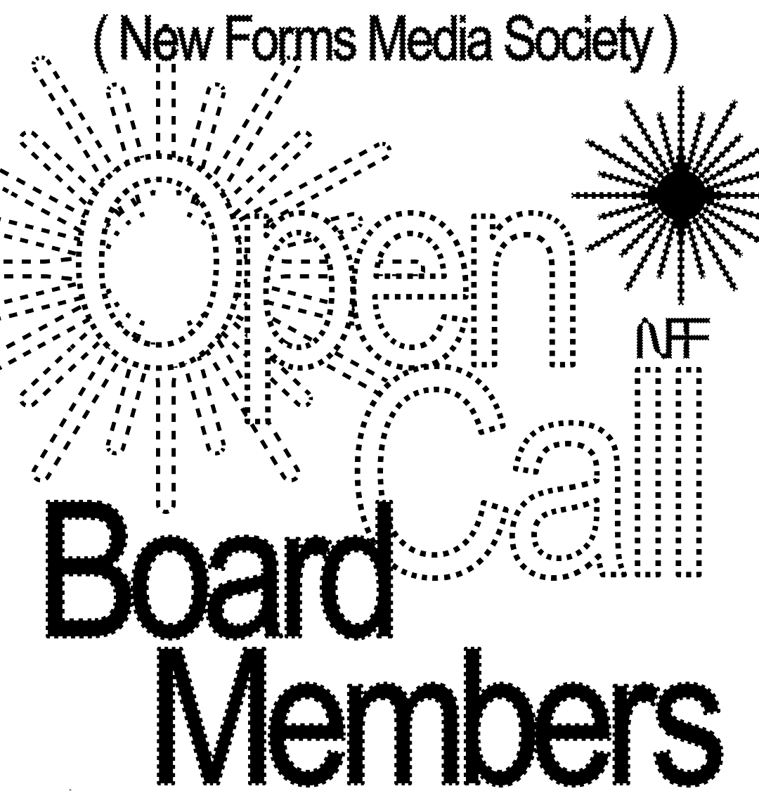 Graphic text: New Forms Media Society - Open Call for Board Members
