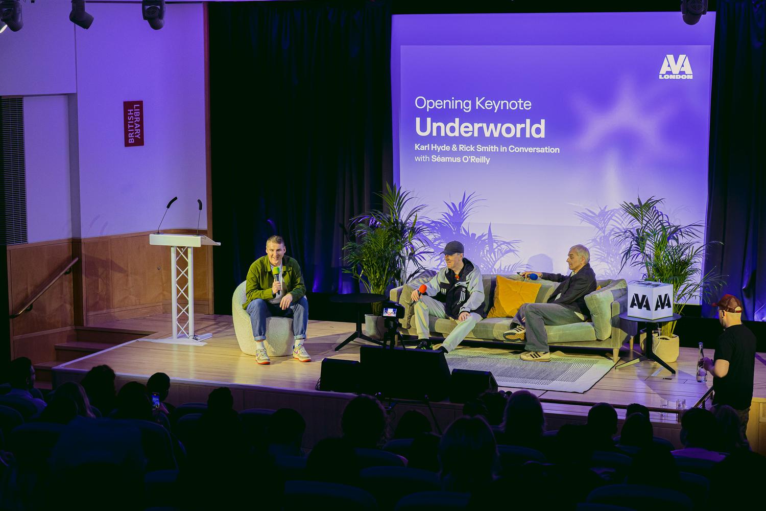 Underworld opening keynote with Karl Hyde and Rick Smith in conversation at AVA London, British Library.