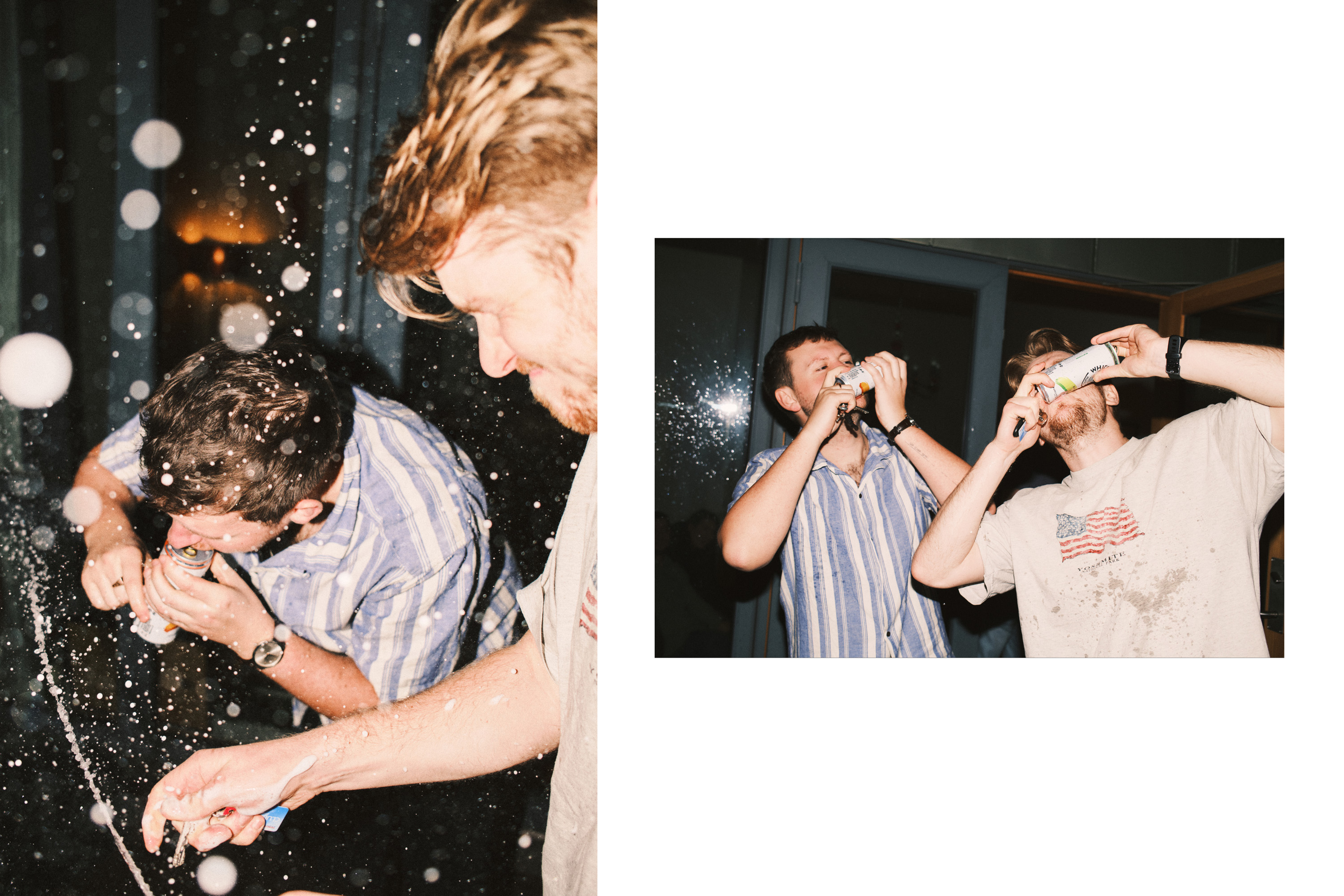 Friends having fun at a party drinking White Claw, photographed by Dublin-based lifestyle, fashion, and advertising photographer Alex Sheridan, capturing authentic energy and real moments