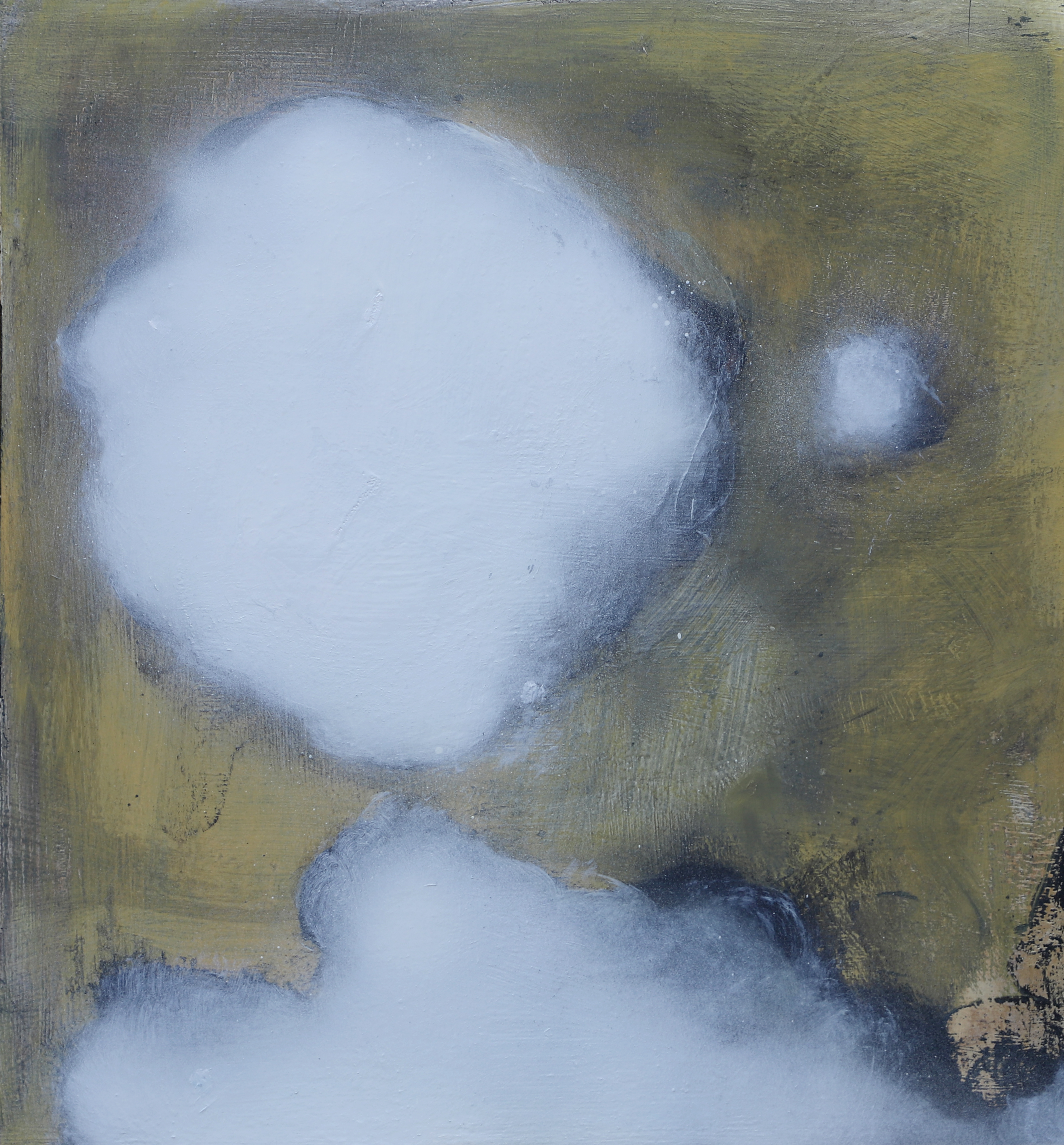 Up, Down, 2019, 43.5x39.5cm, oil, spray paint and metal leaf on gesso panel