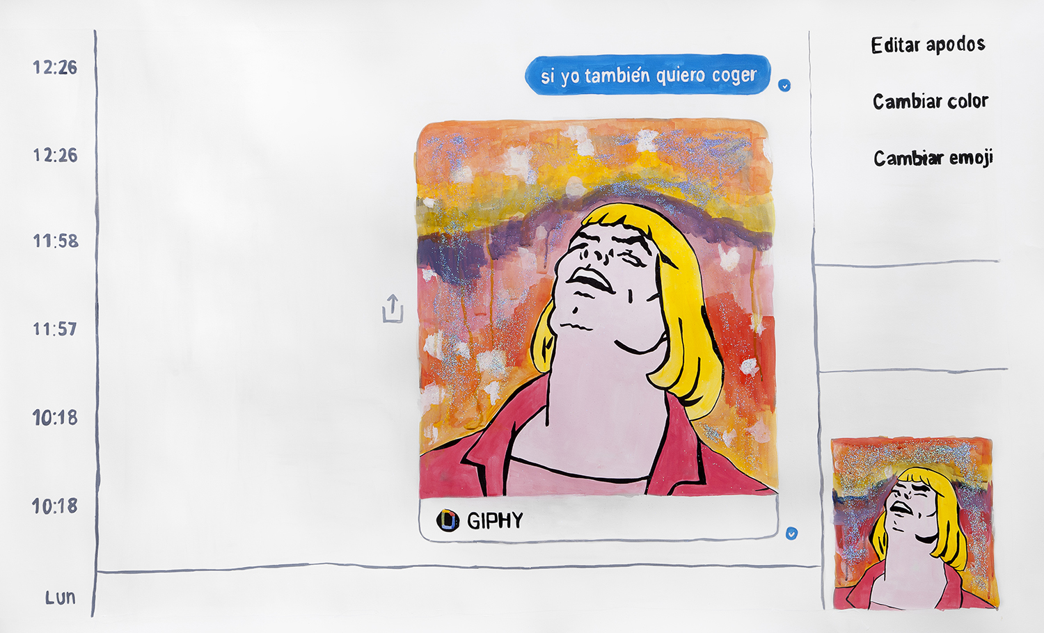 Yo tmb, acrílico  sobre  papel, 100 x 150 cm, 2017