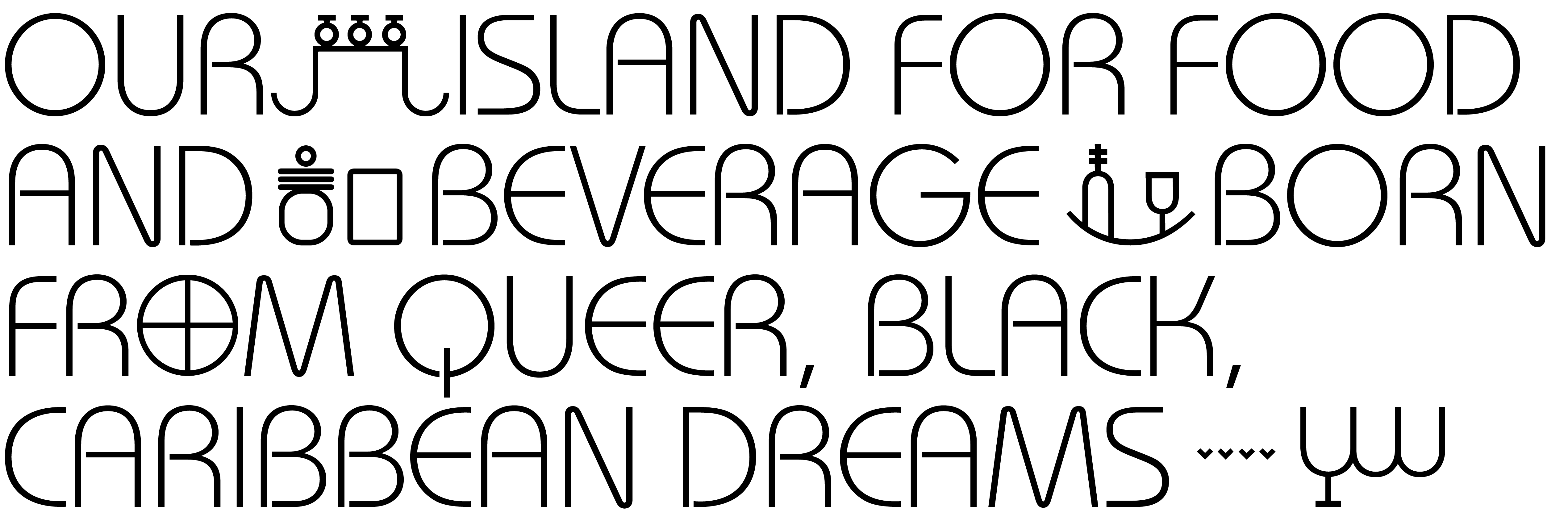 Glyphs set within headline typography
