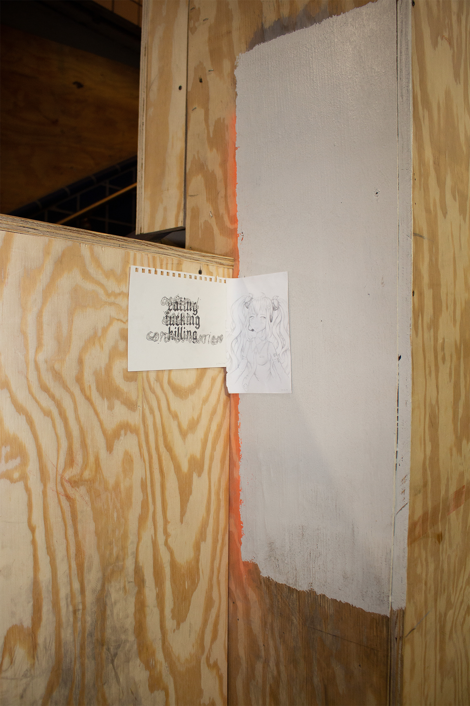 Ella Flood, Eating Fucking Killing, Installation from how to build yourself a burrow in 20 minutes, Lichen Works, Chicago (curated by Taylor Augustine and Sasha Miasnikova)