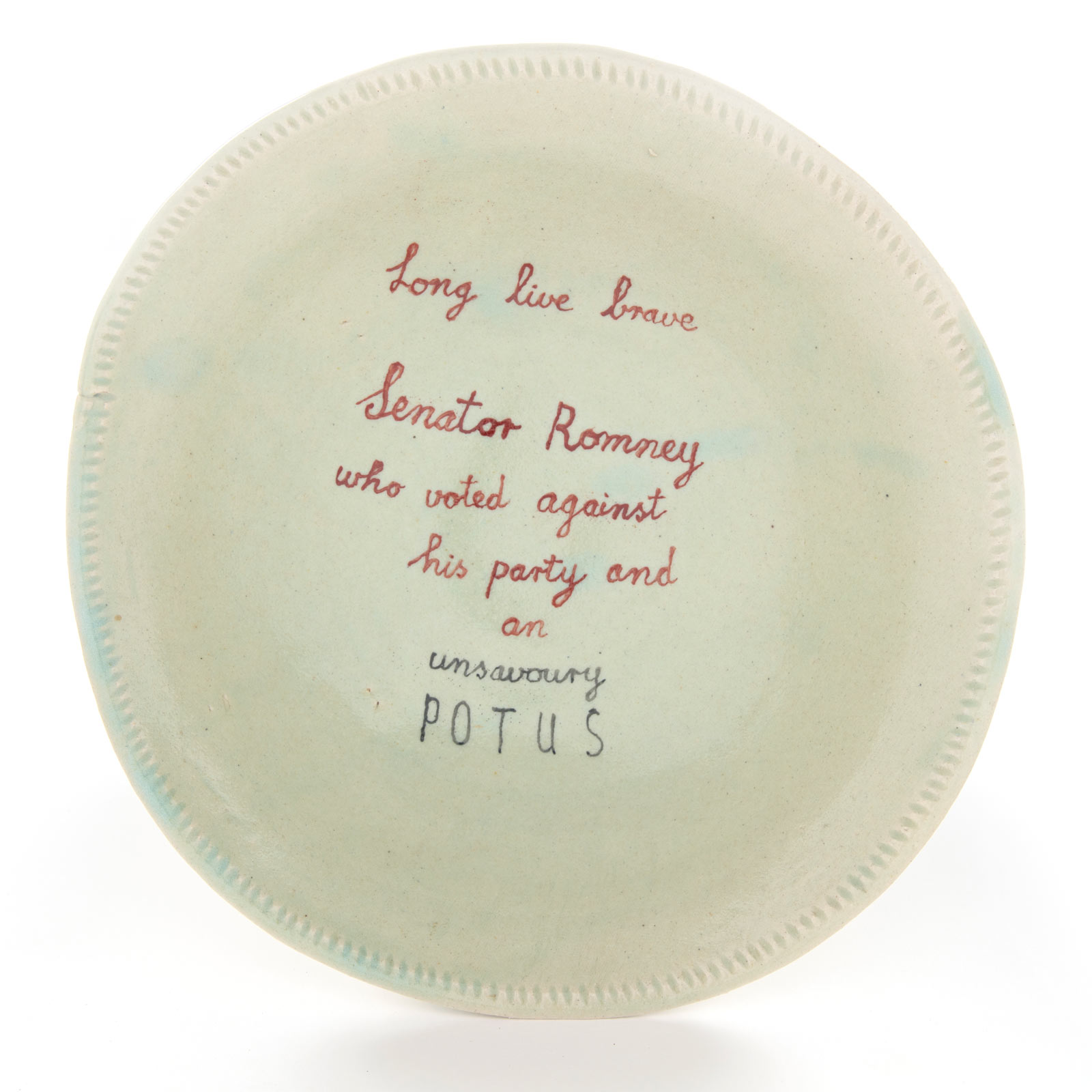 ‘Long live Senator Romney’ bowl, 6.2.20Glazed ceramic stoneware9 x 26.5cm