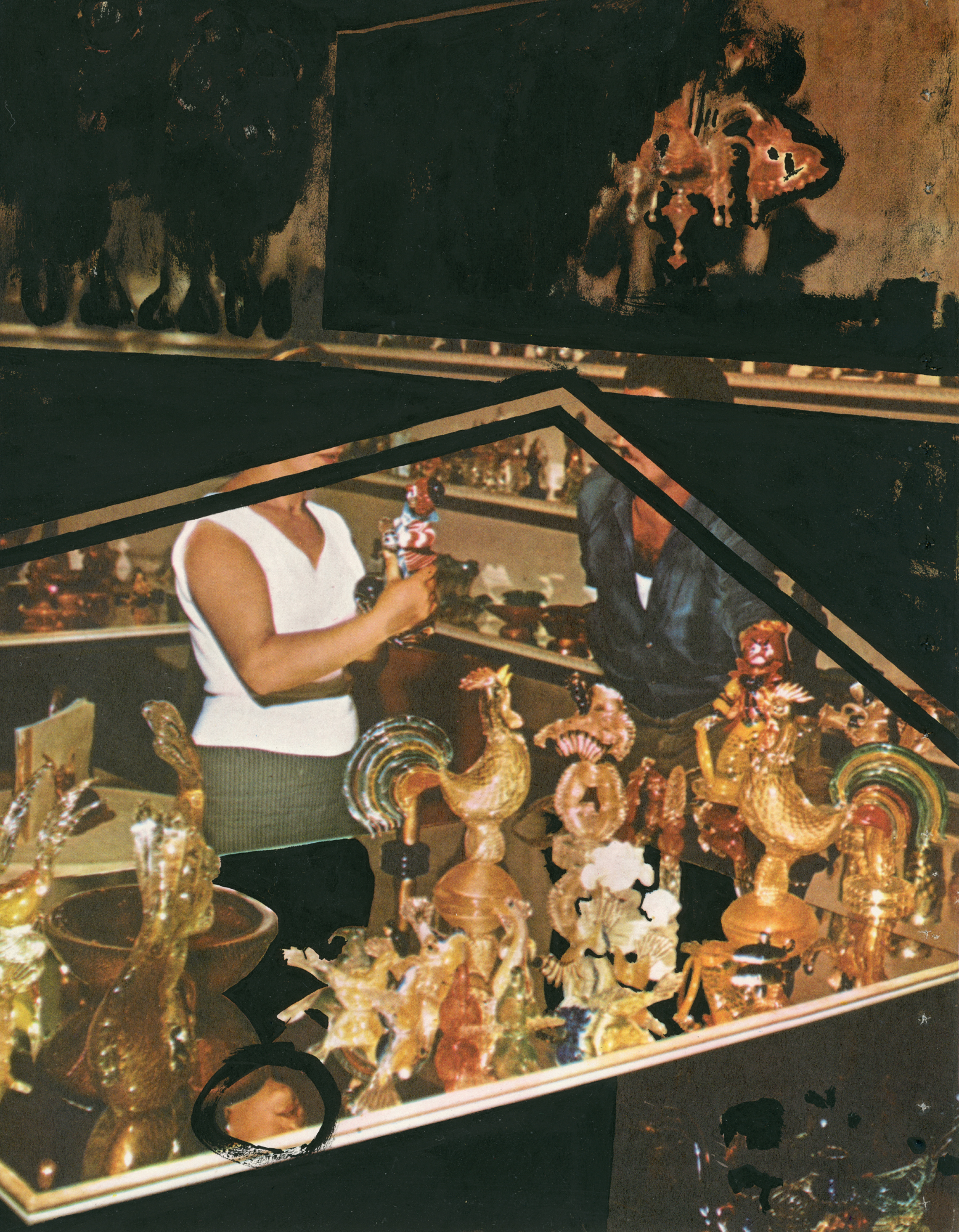 Black Thoughts: Murano, 2013, black gesso on found book page, 10 7/8 x 8 3/8 inches