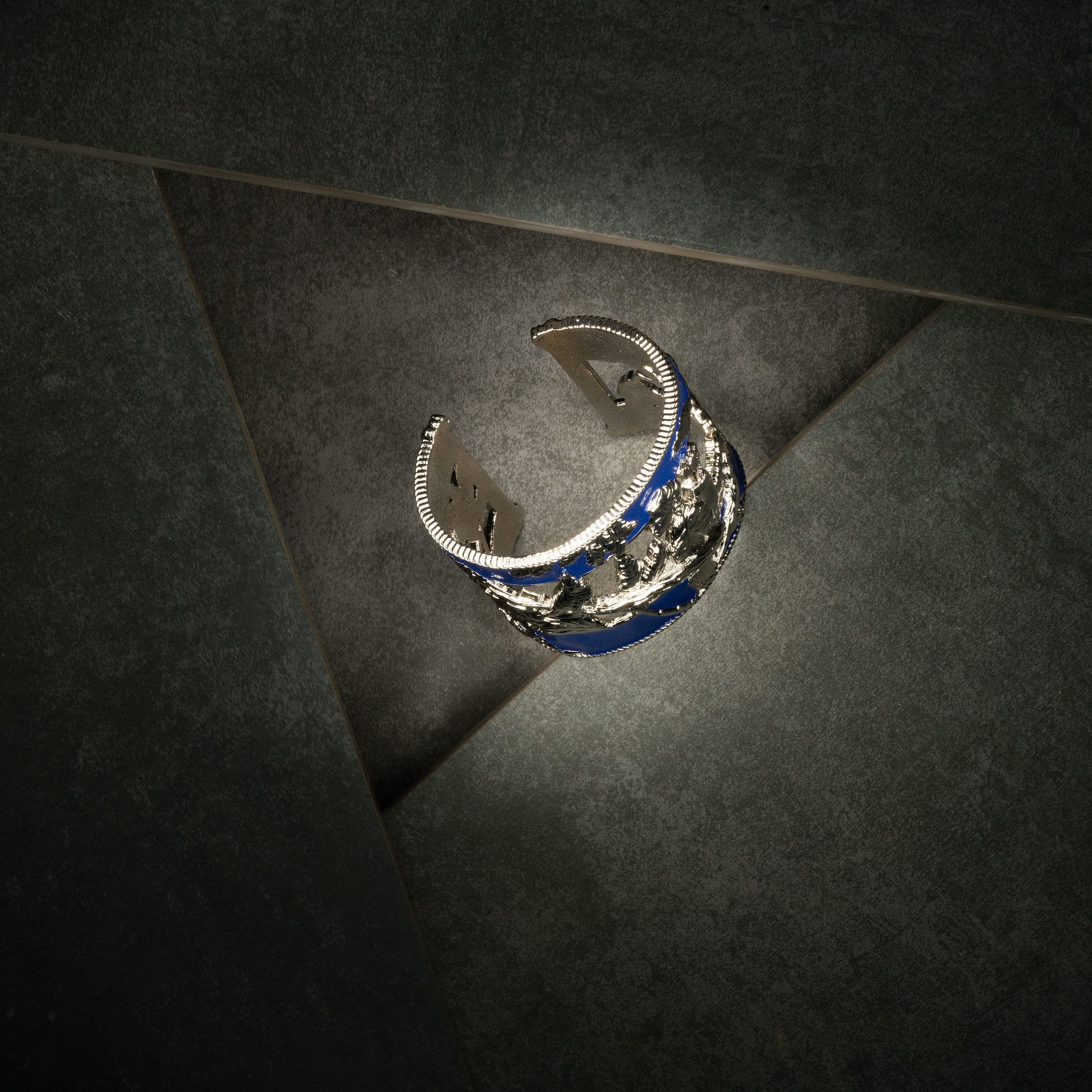 Vigor Cuff Silver and Royal Blue View 8 by Angela Mia