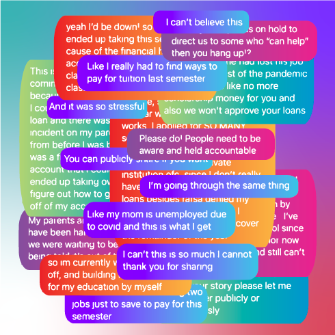 An illustration I completed for a New School Free Press article discussing the University financial aid office unfairly targeting BIPOC students.