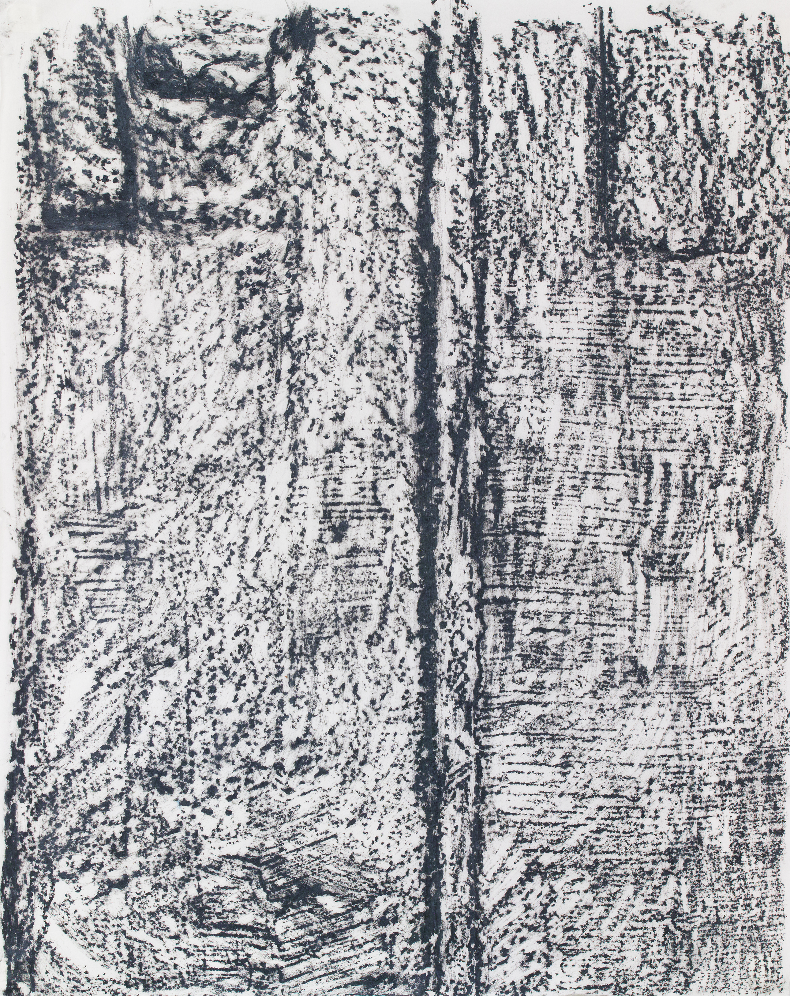 Wall with Crevices, 2014. Frottage, 36 &times; 29 inches