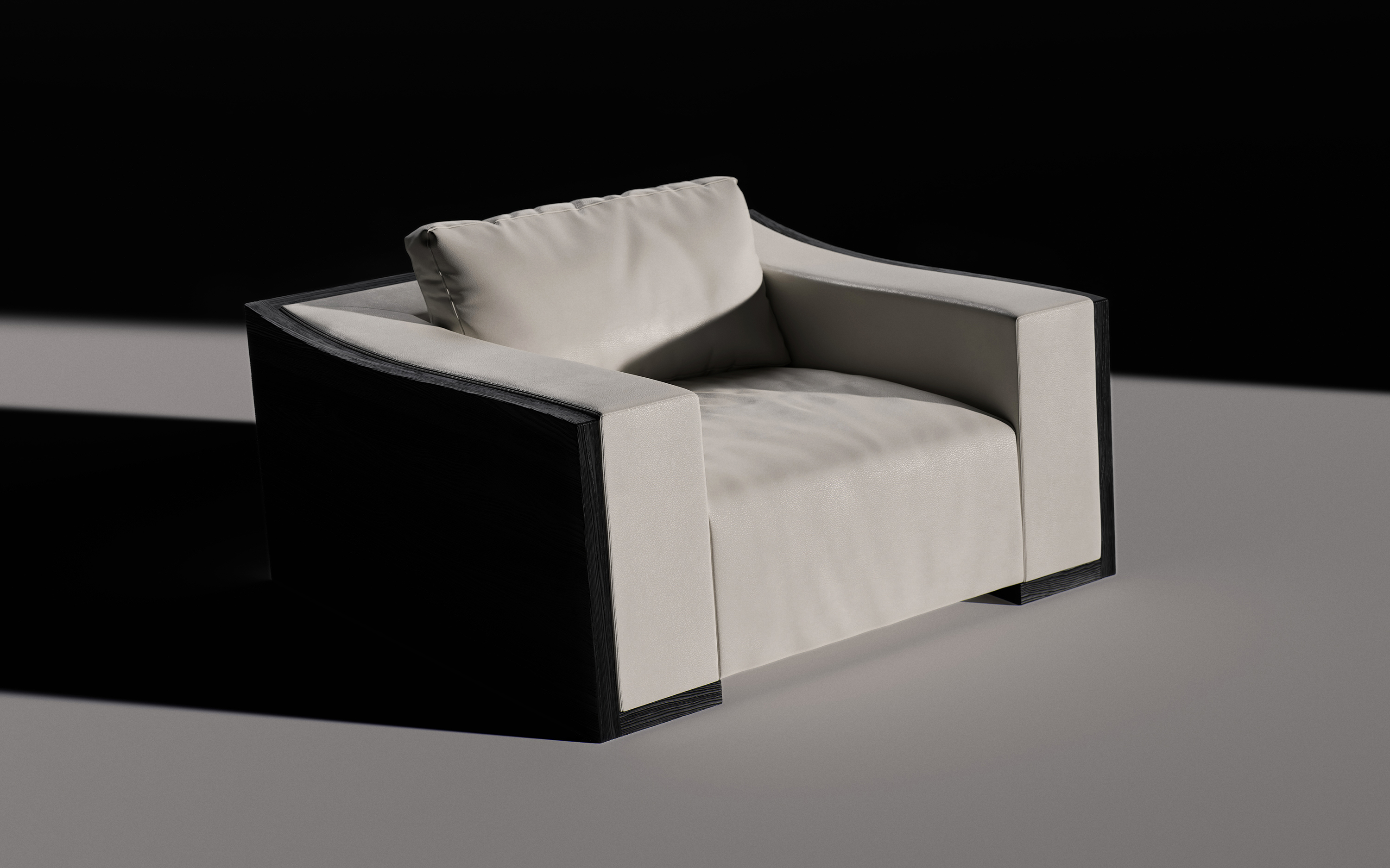 Grand Fauteuil | cuir et ch&ecirc;ne bross&eacute; | L 110 cm W 96 cm H 69 cm