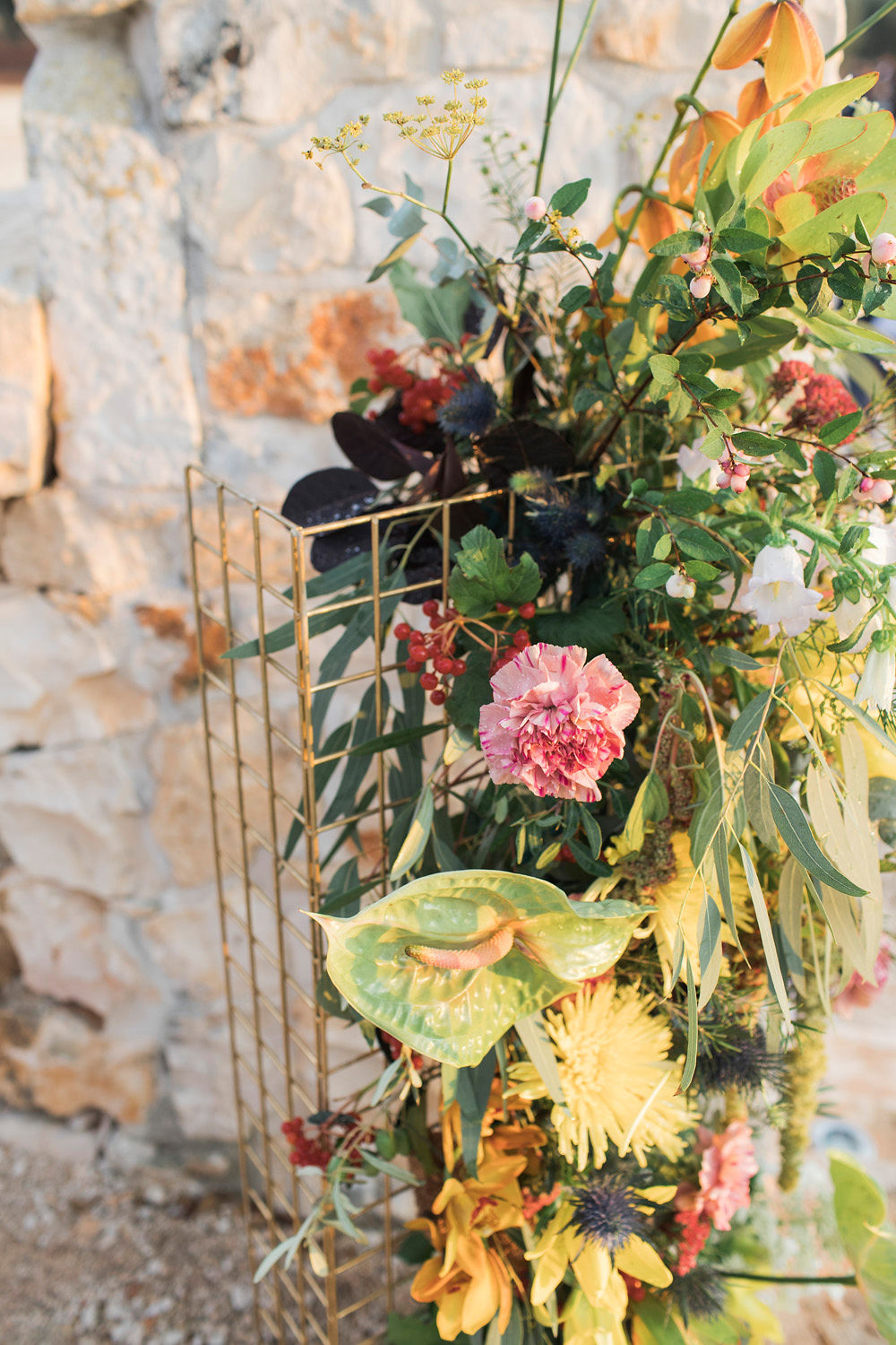 Floral arrangement for symbolic ceremony at Masseria Grieco Ostuni Puglia