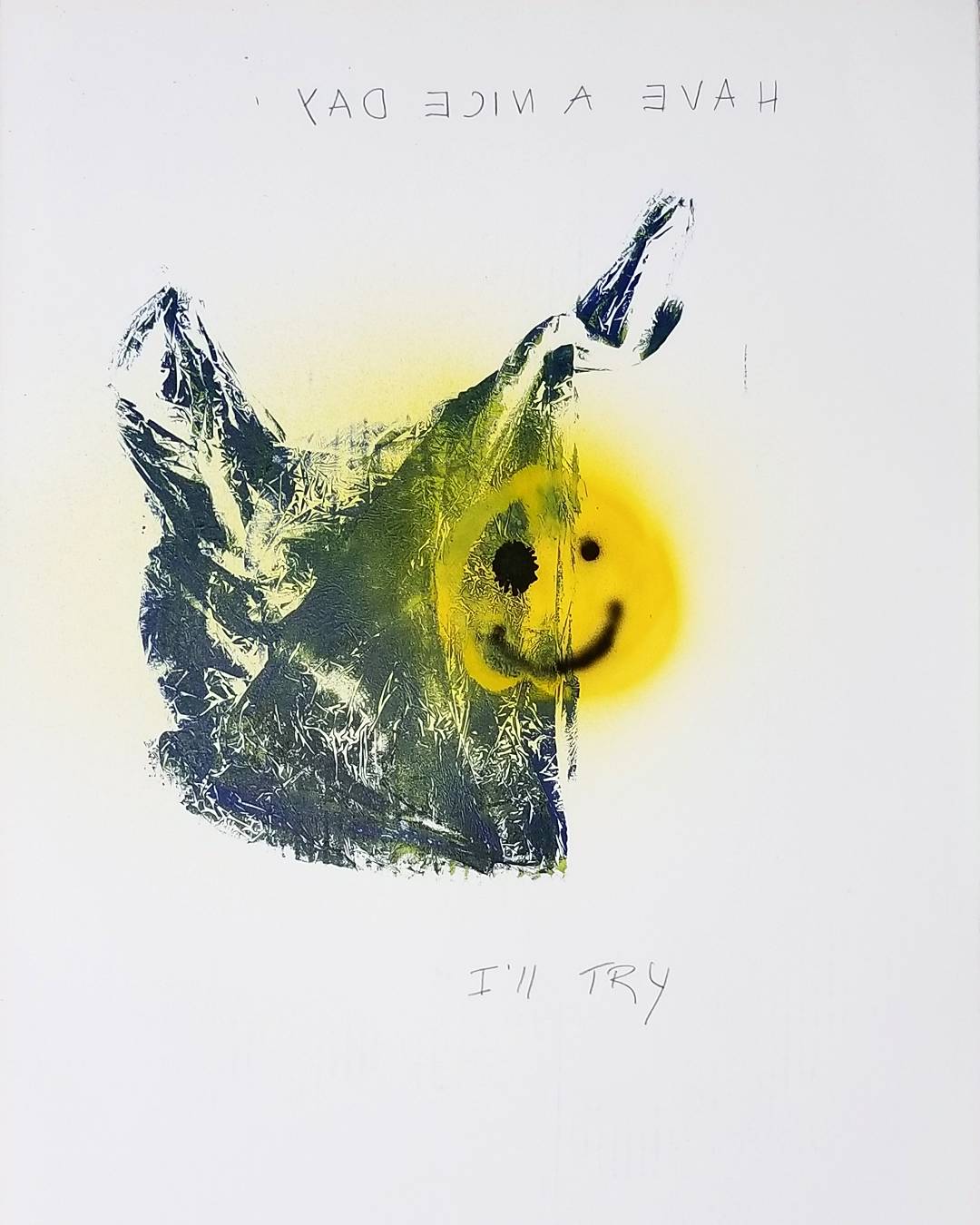 "yaD eciN A evaH", 22"x 30", acrylic and graphite on paper, 2017