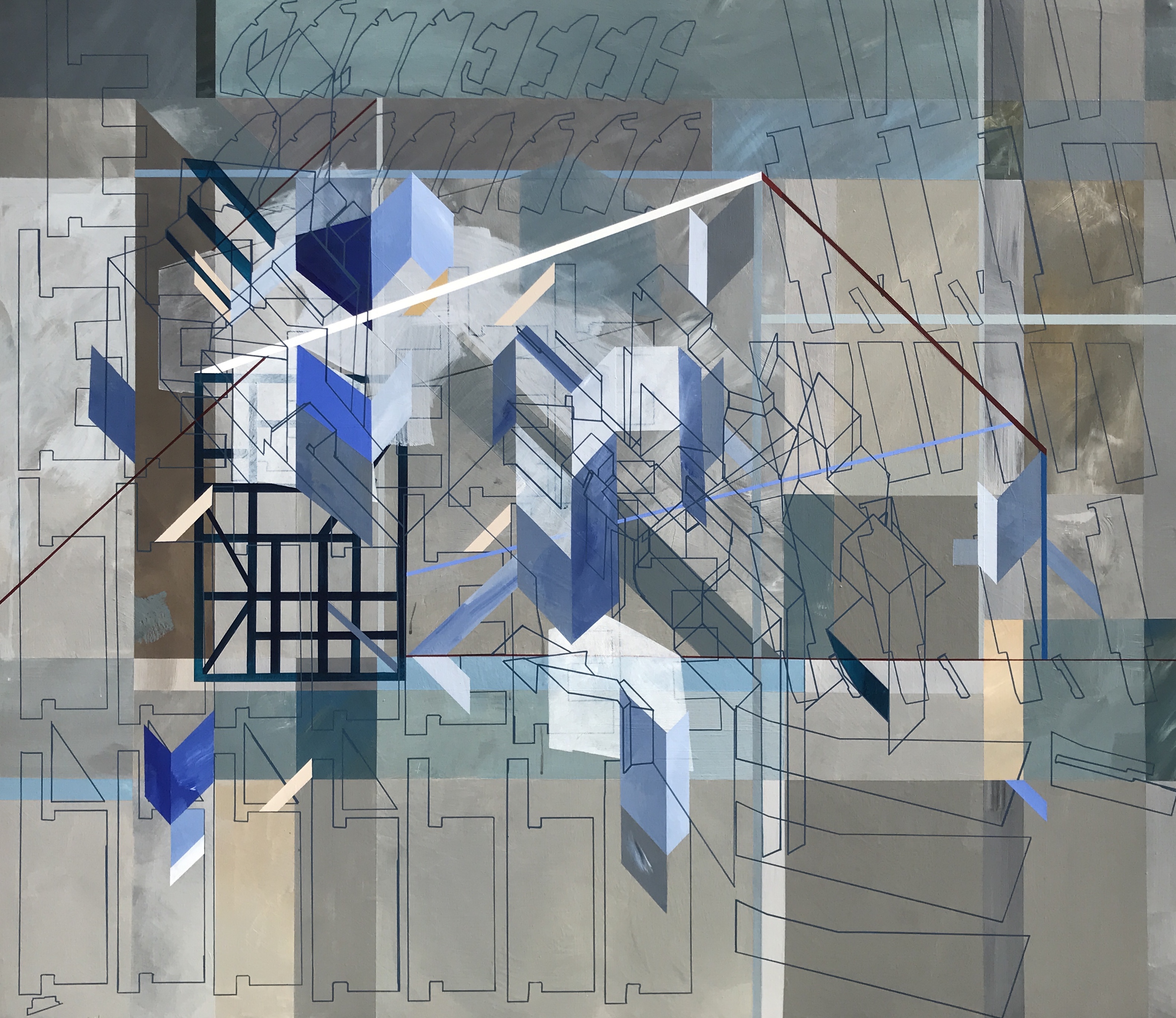 "A Line Has Two Sides" 2020 Mixed Media on Canvas 130x150 cm