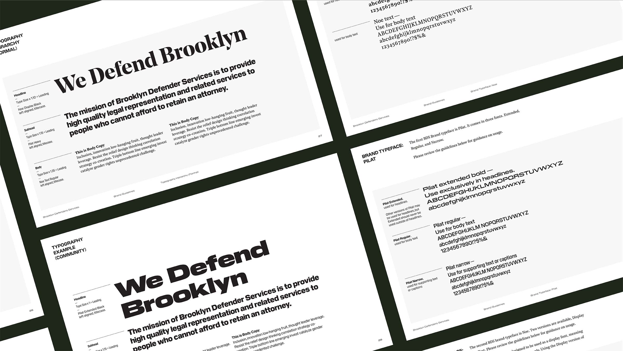 Pages from the Brand Guide showcasing typography.
