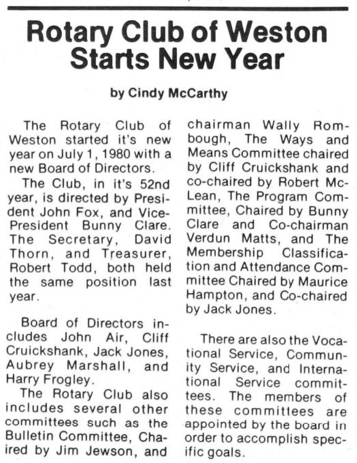 Matt Verduns as president of Weston Rotary club