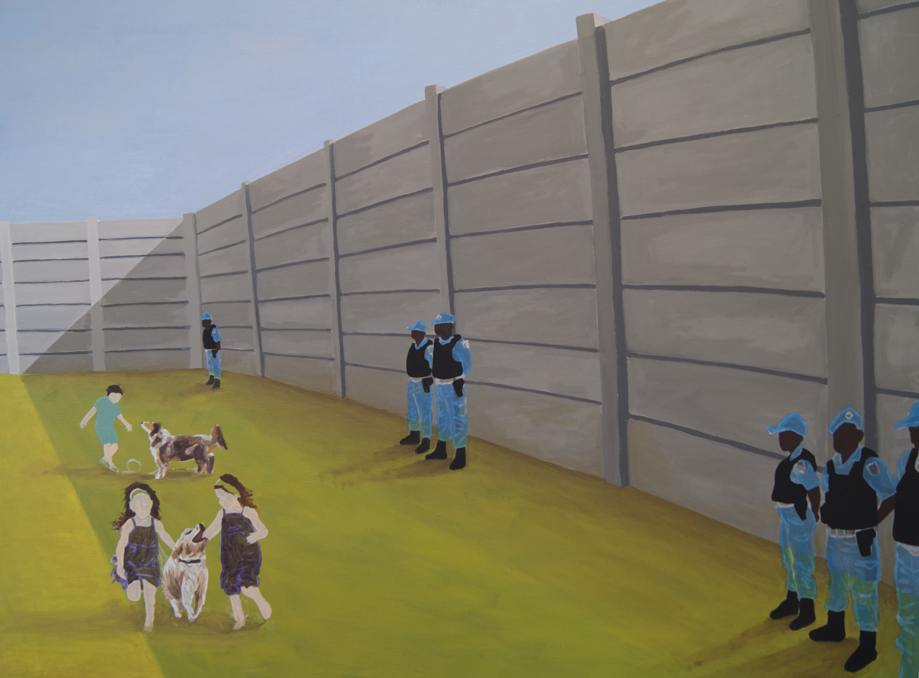 Jarrrett Erasmus, "The Watchers IV", 2021, oil on canvas, 112 x 5 x 152 cm