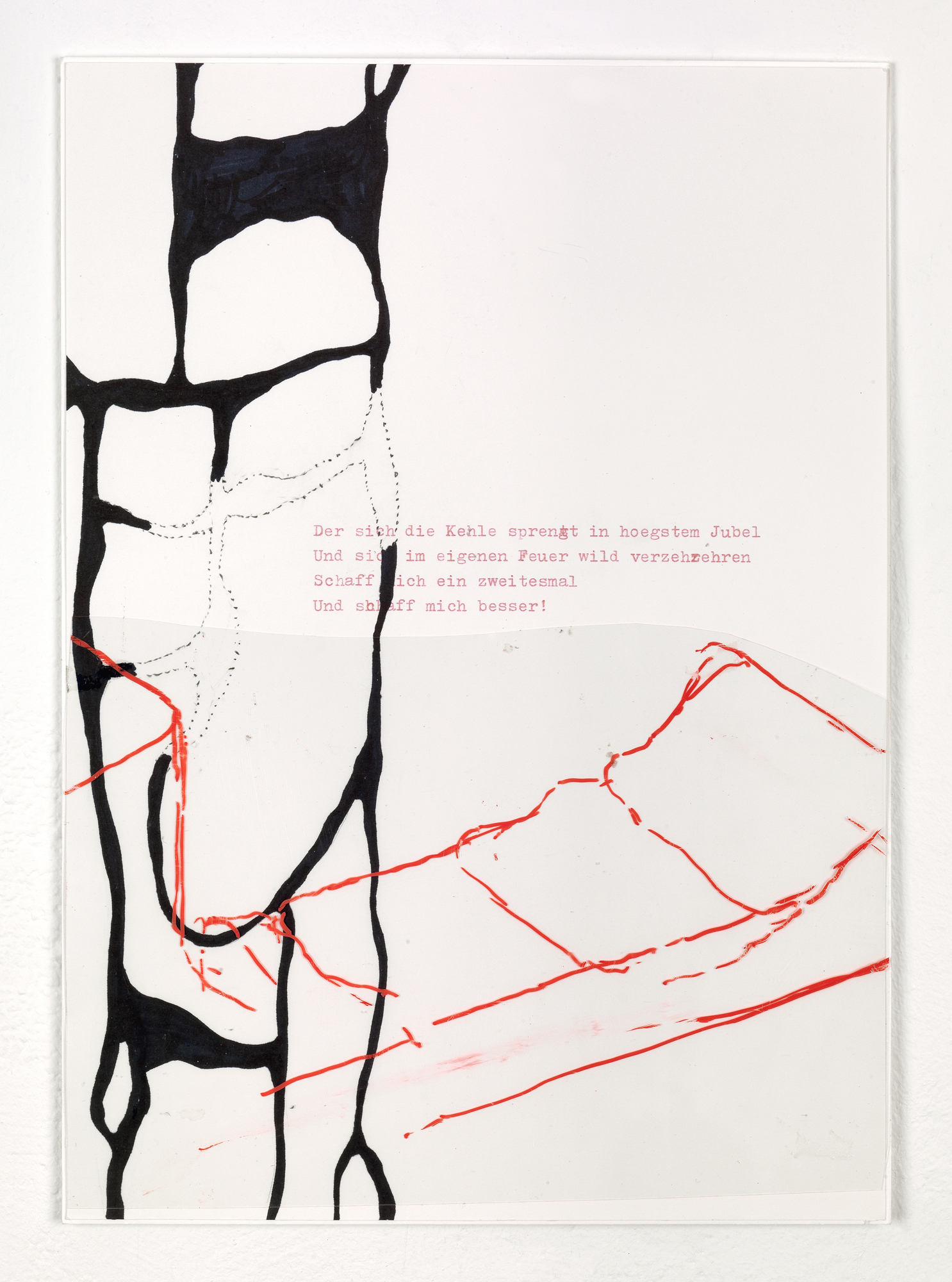 Fragments (Ellen W.)  – 10 Felt tip pen, gouache pen, acrylic sheet on typed paper 29,7 x 21 cm