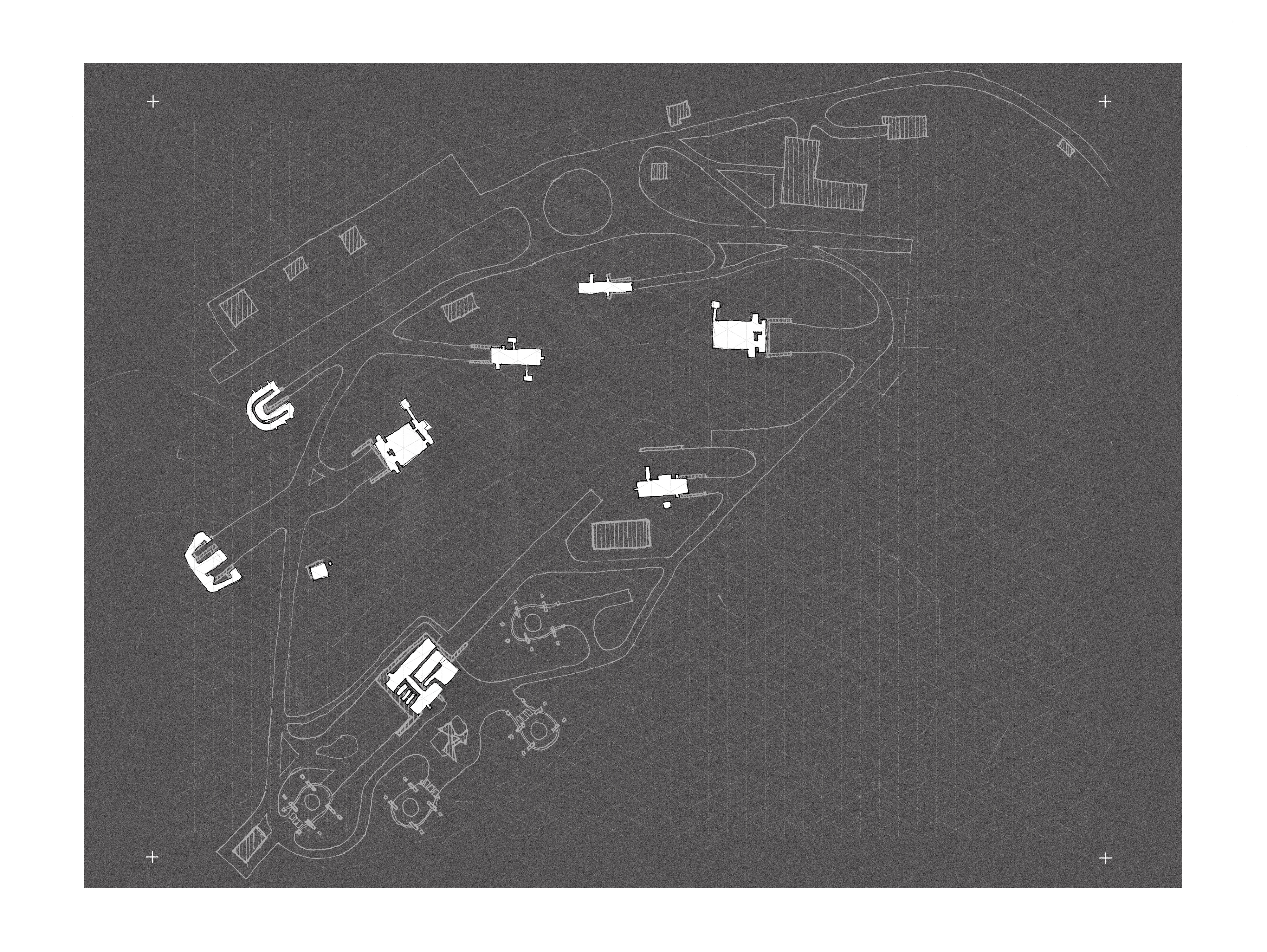 2021, Site Plan of Underground Spaces, Hand Drawing & Digital Collage.