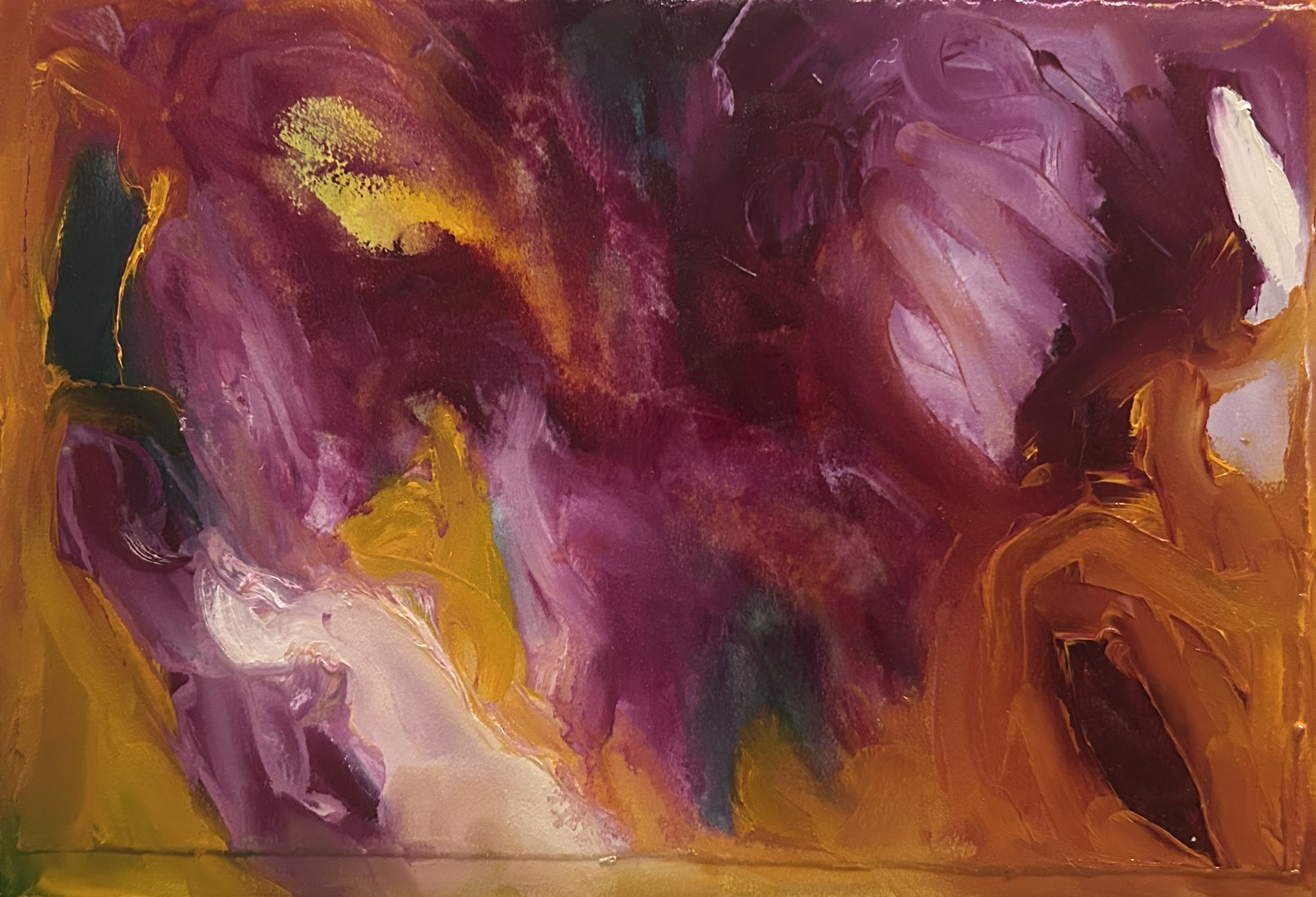 Untethered two,2025, oil on paper&board, 21cm x 30cm