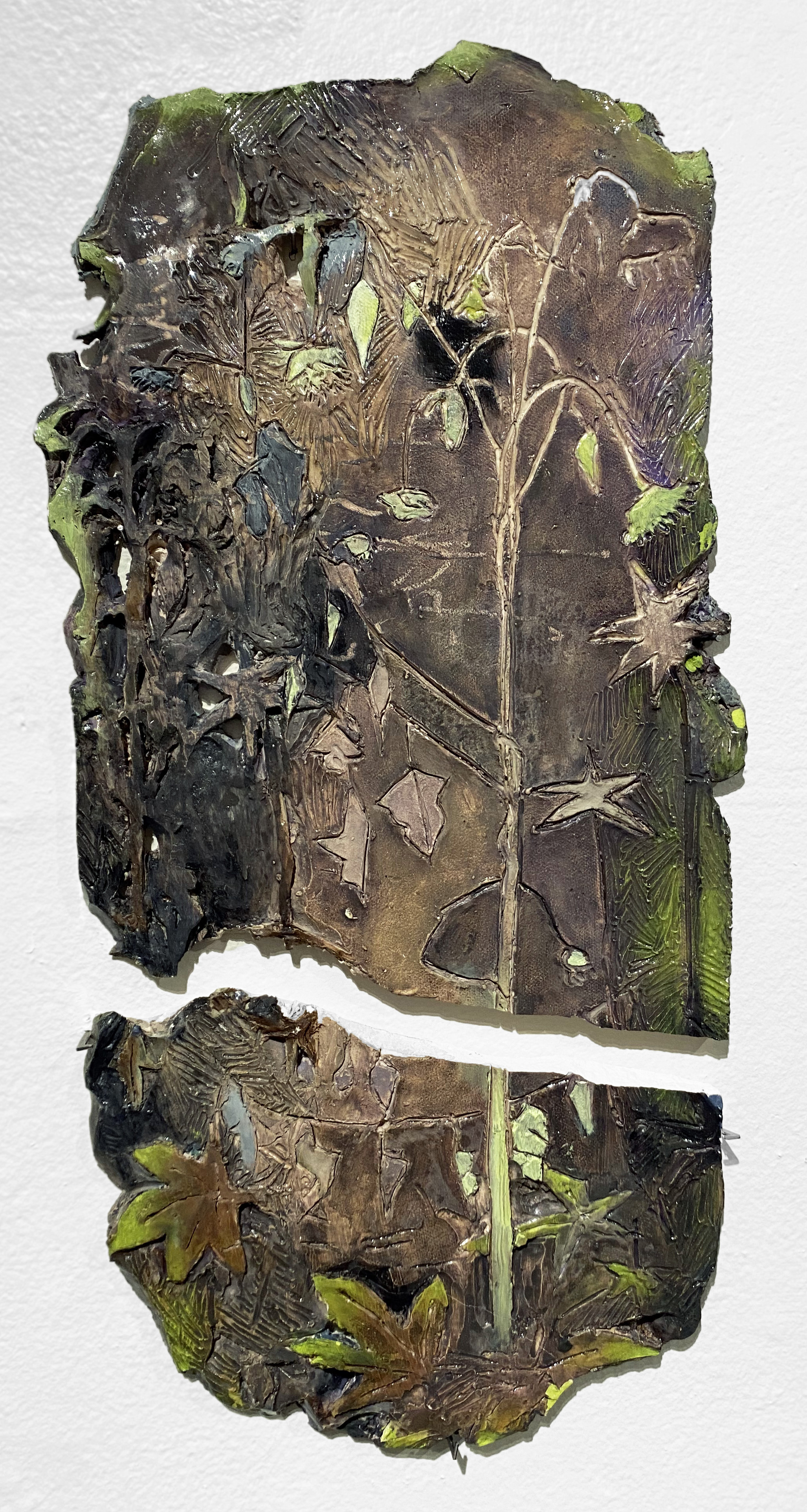 stars appear in the winter garden | 20 x 9 inches | oil on porcelain