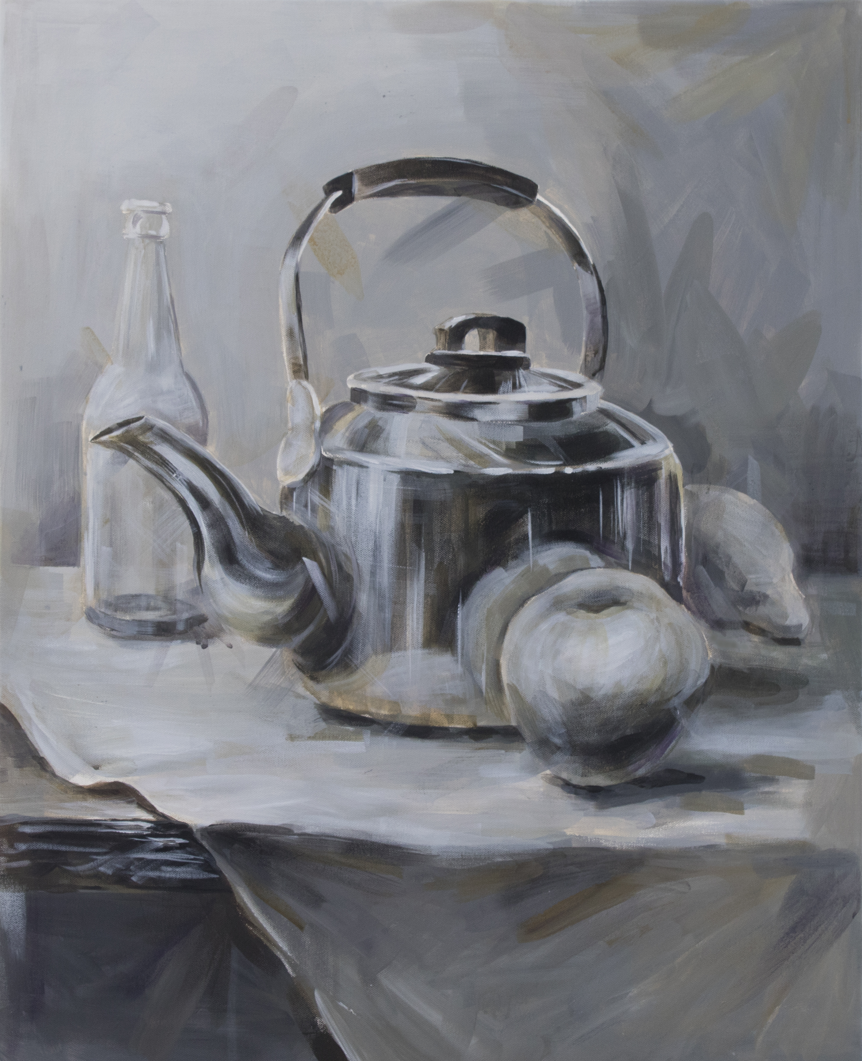 Nelda Lee, Inc. Art Scholarship, Award Amount $400, Kari Kim, The Kettle and Apple, Acrylic, 24&rdquo;x 30&rdquo;