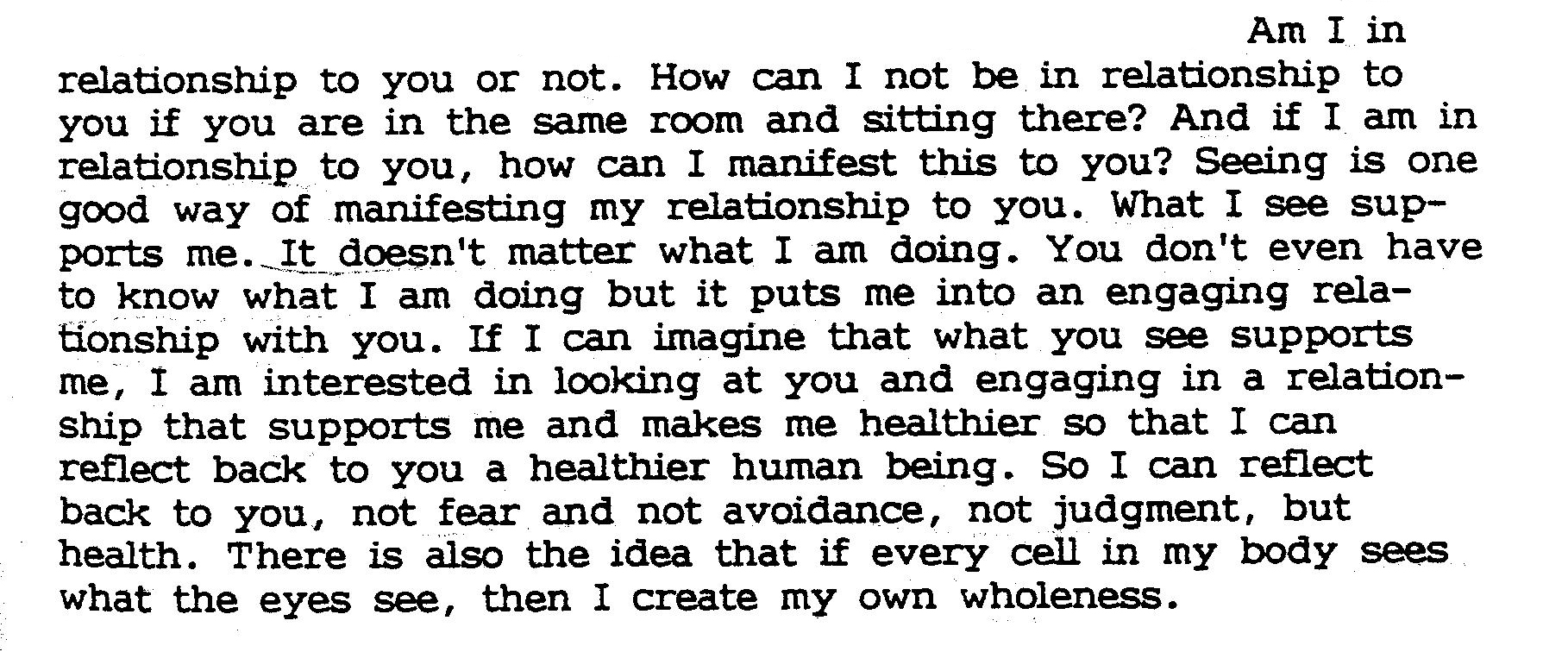 Transcript of a discussion between Deborah Hay and Eva Karczag · 23rd June 1992 · Center for New Dance Development, Arnhem, Holland