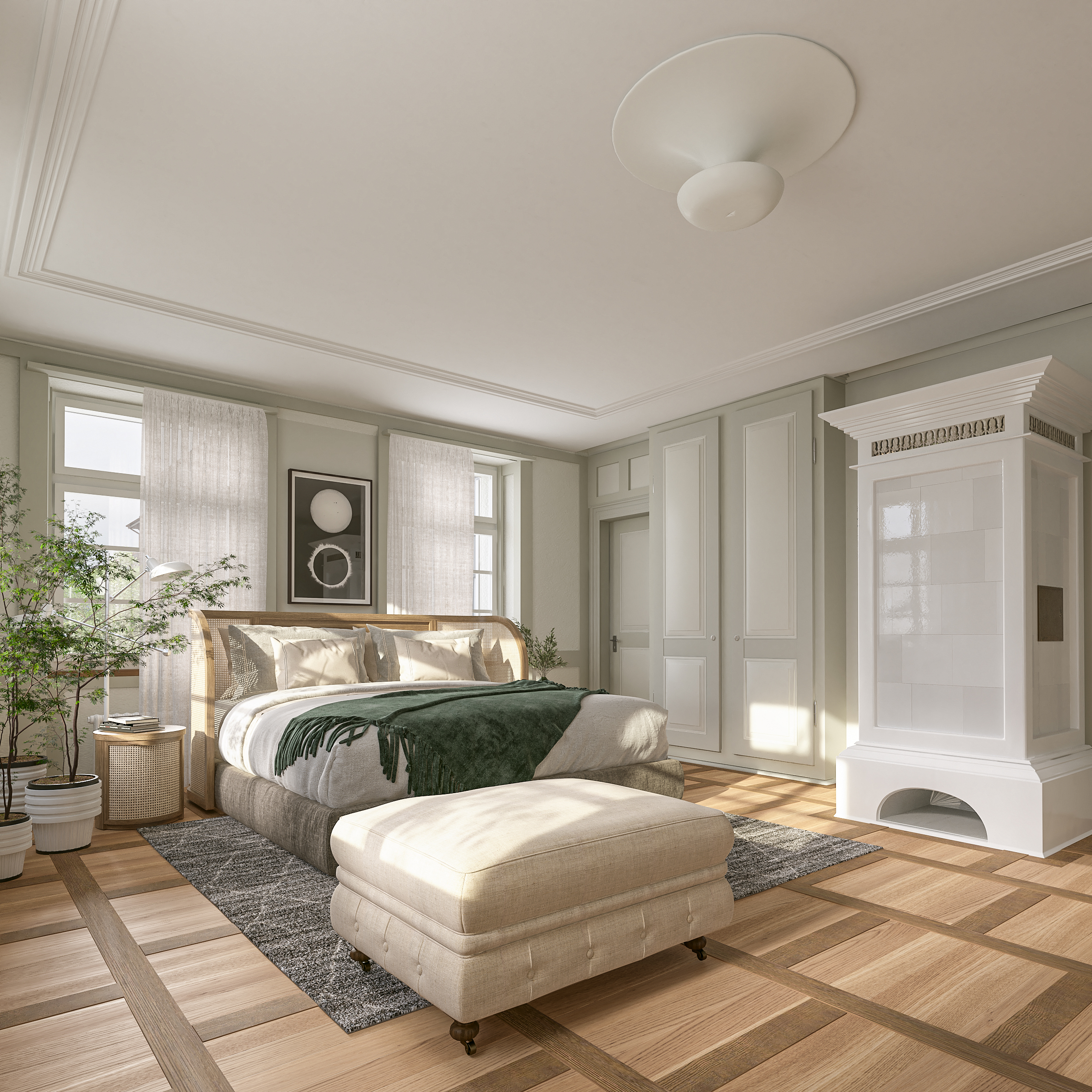 Rendering Schlafzimmer OG Wohnung A