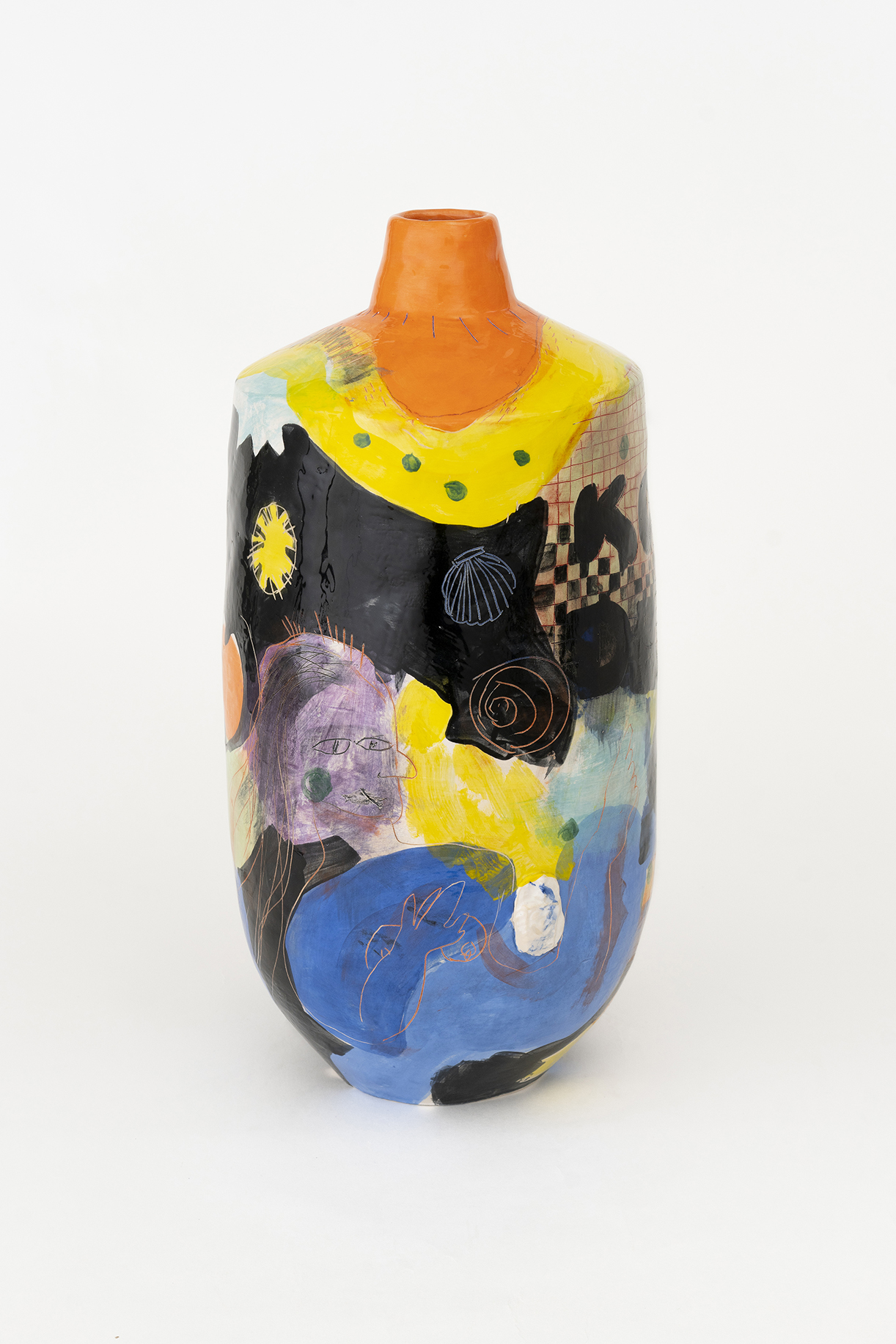 A Vase_03_03, 2024 Hand-built, stoneware with  engobe, transparent glaze44 H x 20 &Oslash; cm