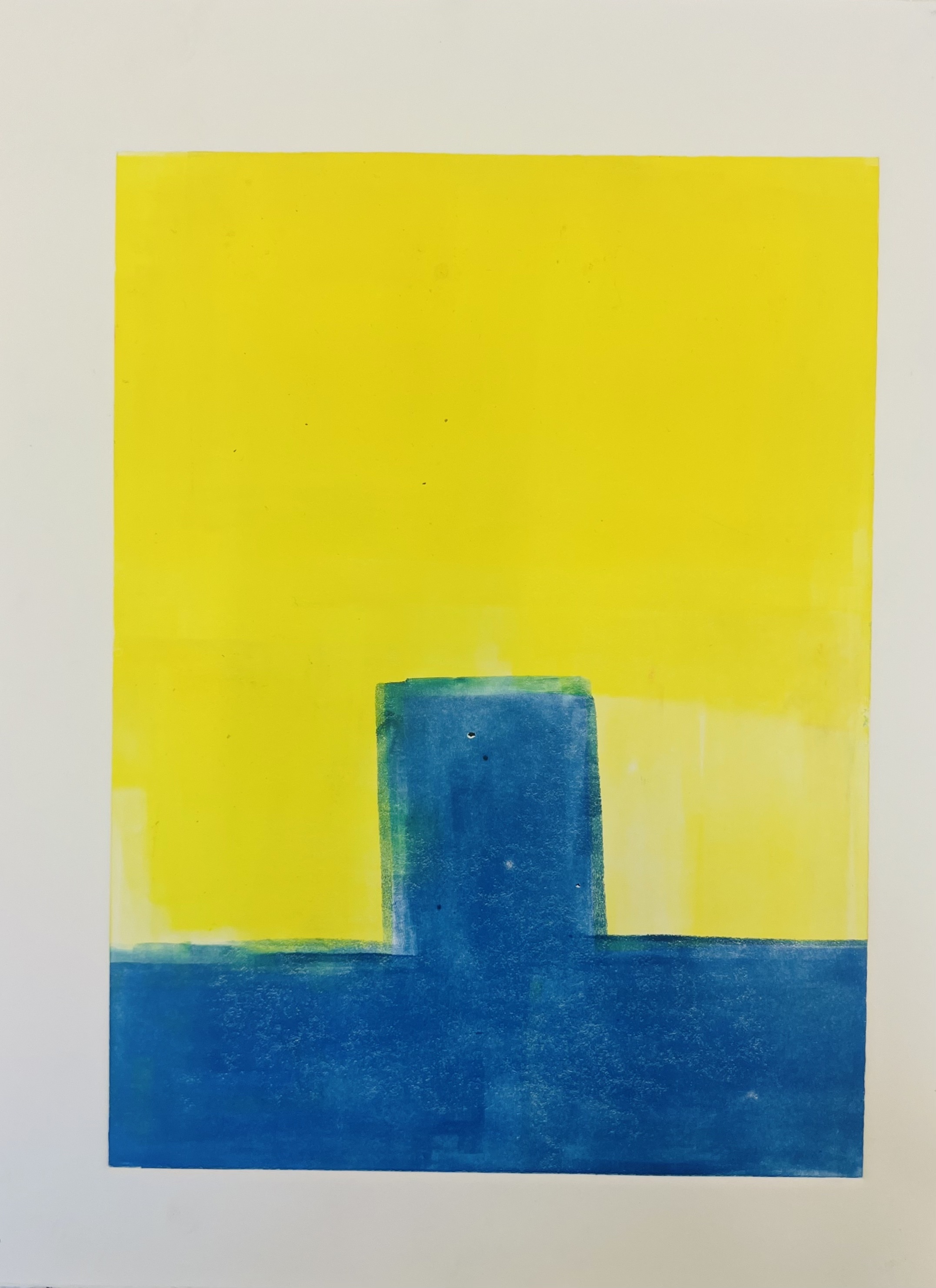 yellow and blue: the door, 2024 mono print 
