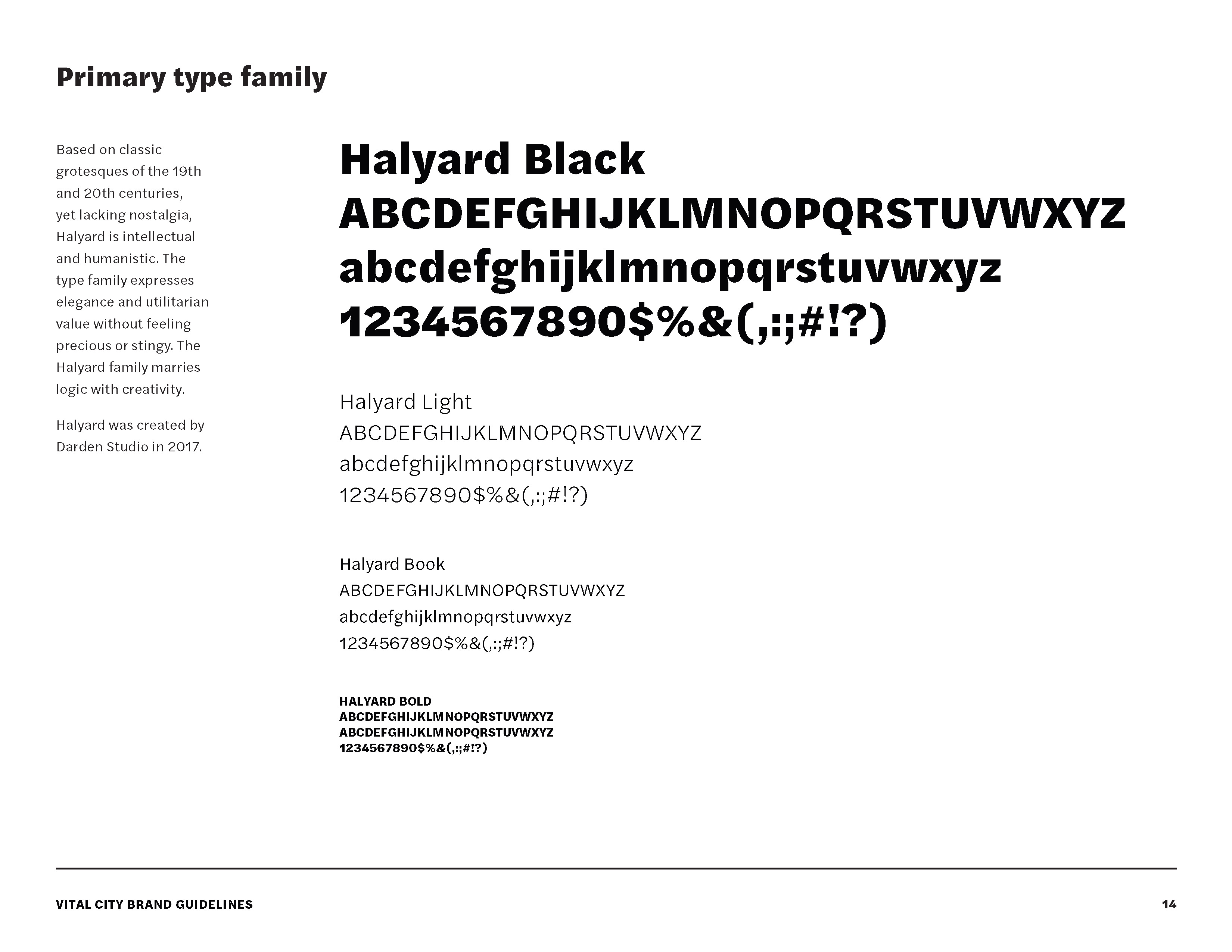 Vital City's working brand guidelines