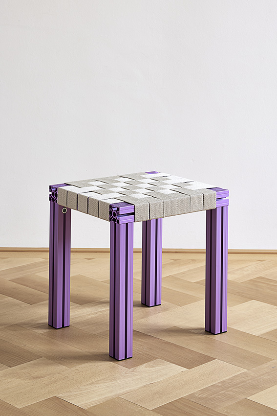 TINO SEUBERTAnodised Wicker Collection Stool